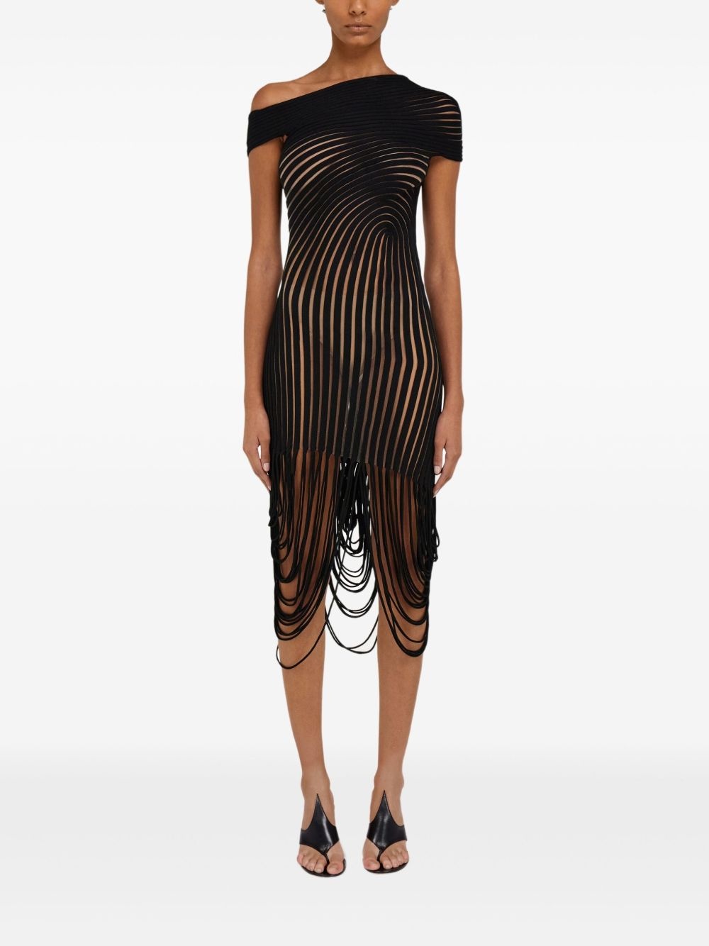 draped asymmetric midi dress - 2