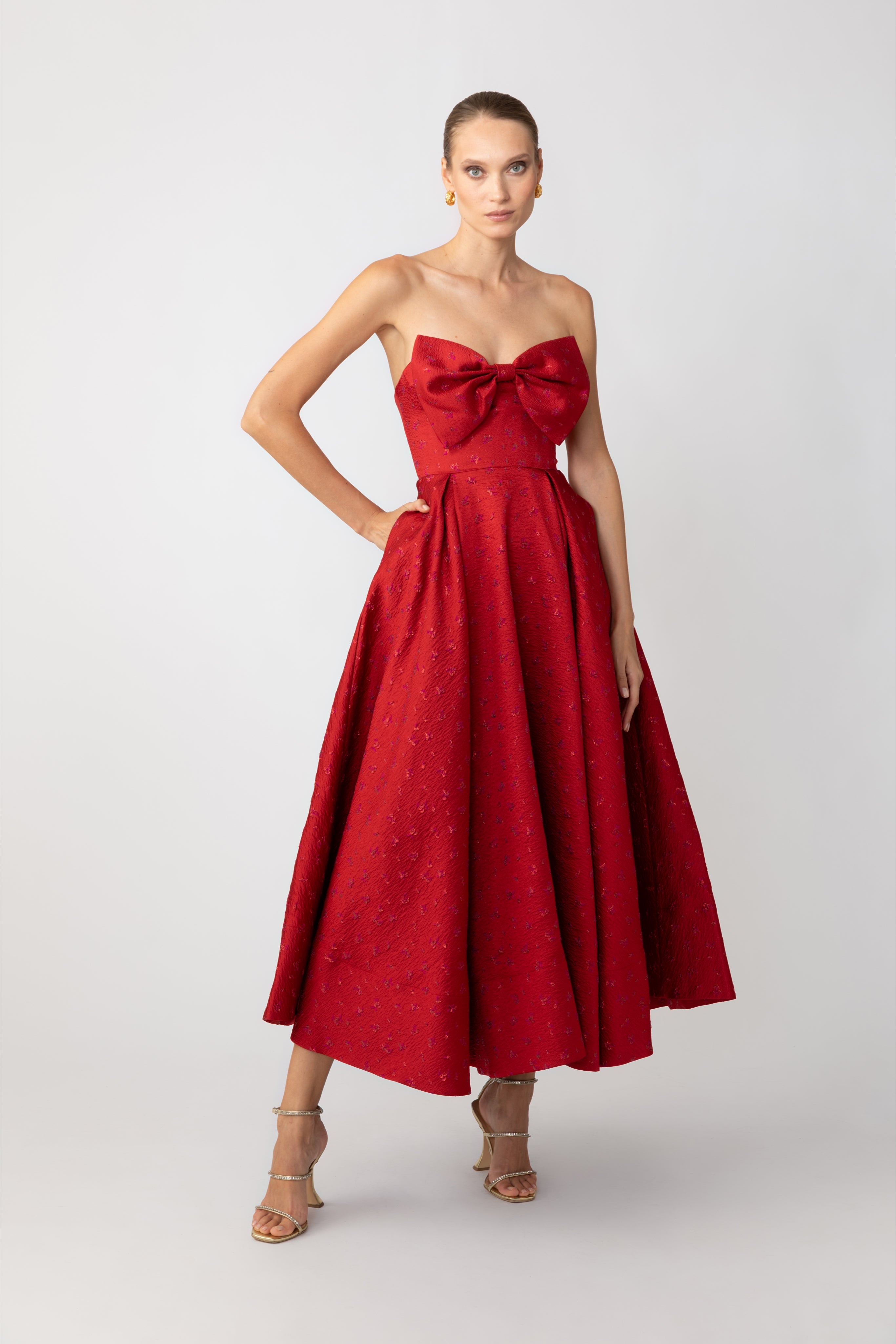 JULIETTE JACQUARD STRAPLESS DRESS - 2