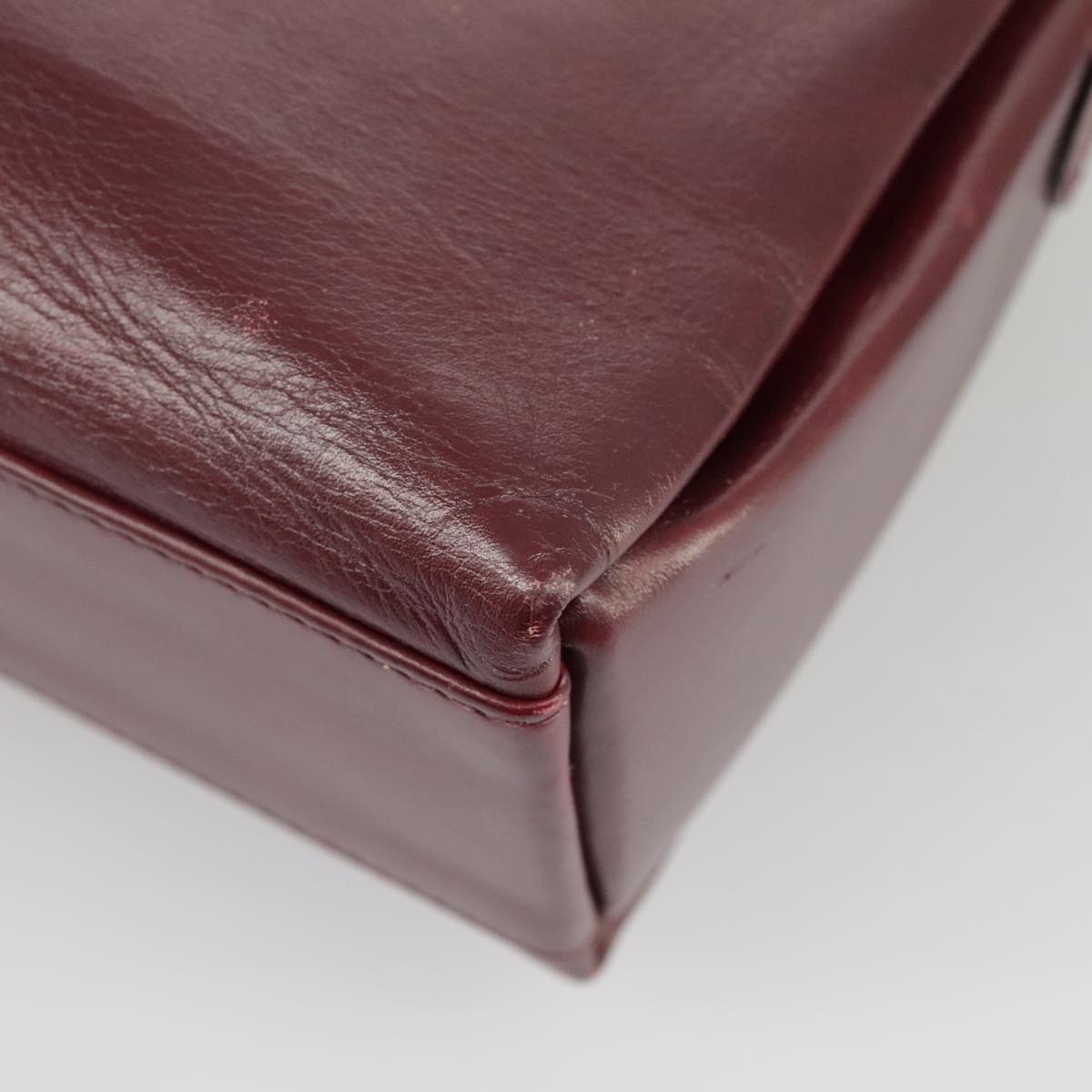 CELINE Shoulder Bag Leather Wine Red Gold - 14
