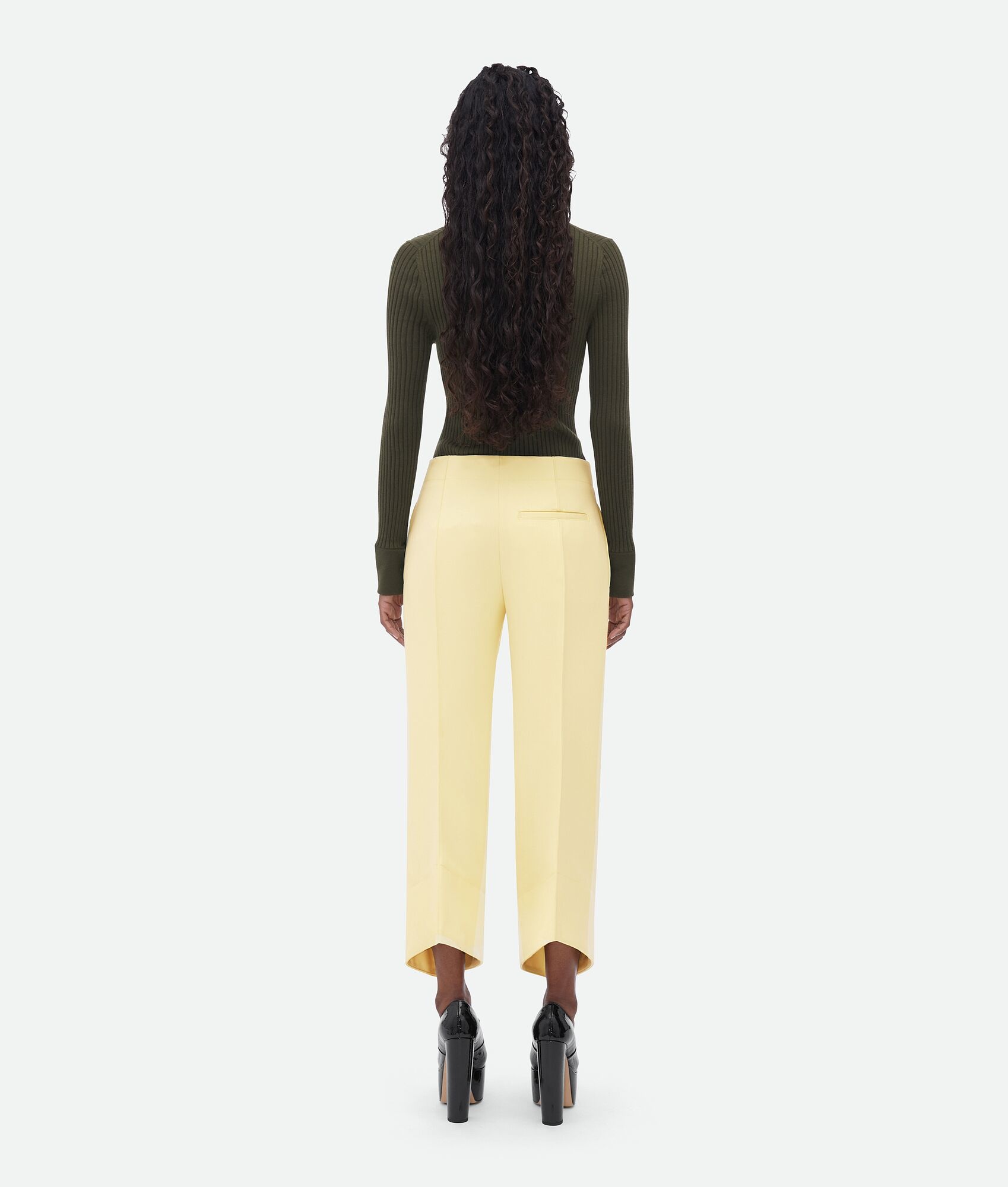 Curved Shape Compact Wool Pants - 3