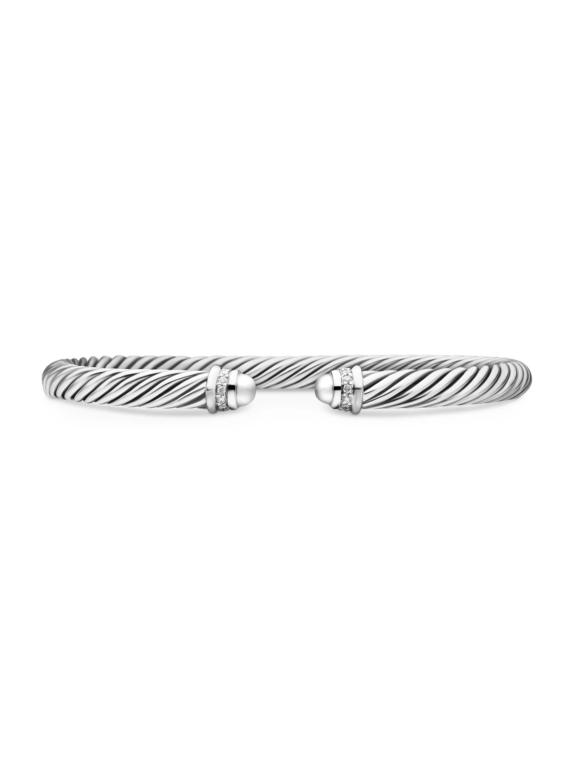 Women's Classic Cable Bracelet in Sterling Silver - Diamond - 1