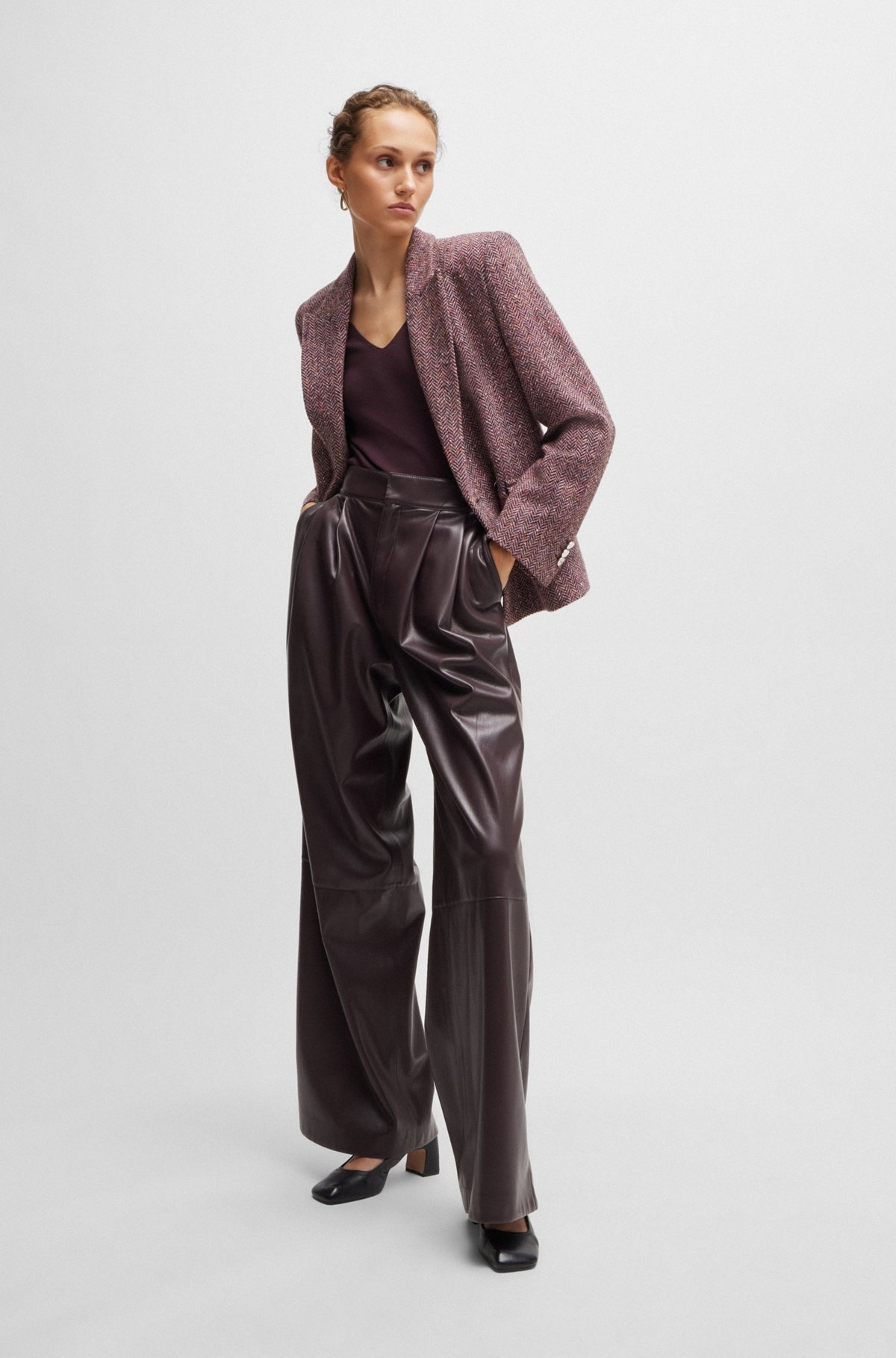 REGULAR-FIT JACKET IN HERRINGBONE TWEED BLENDED WITH SILK - 3