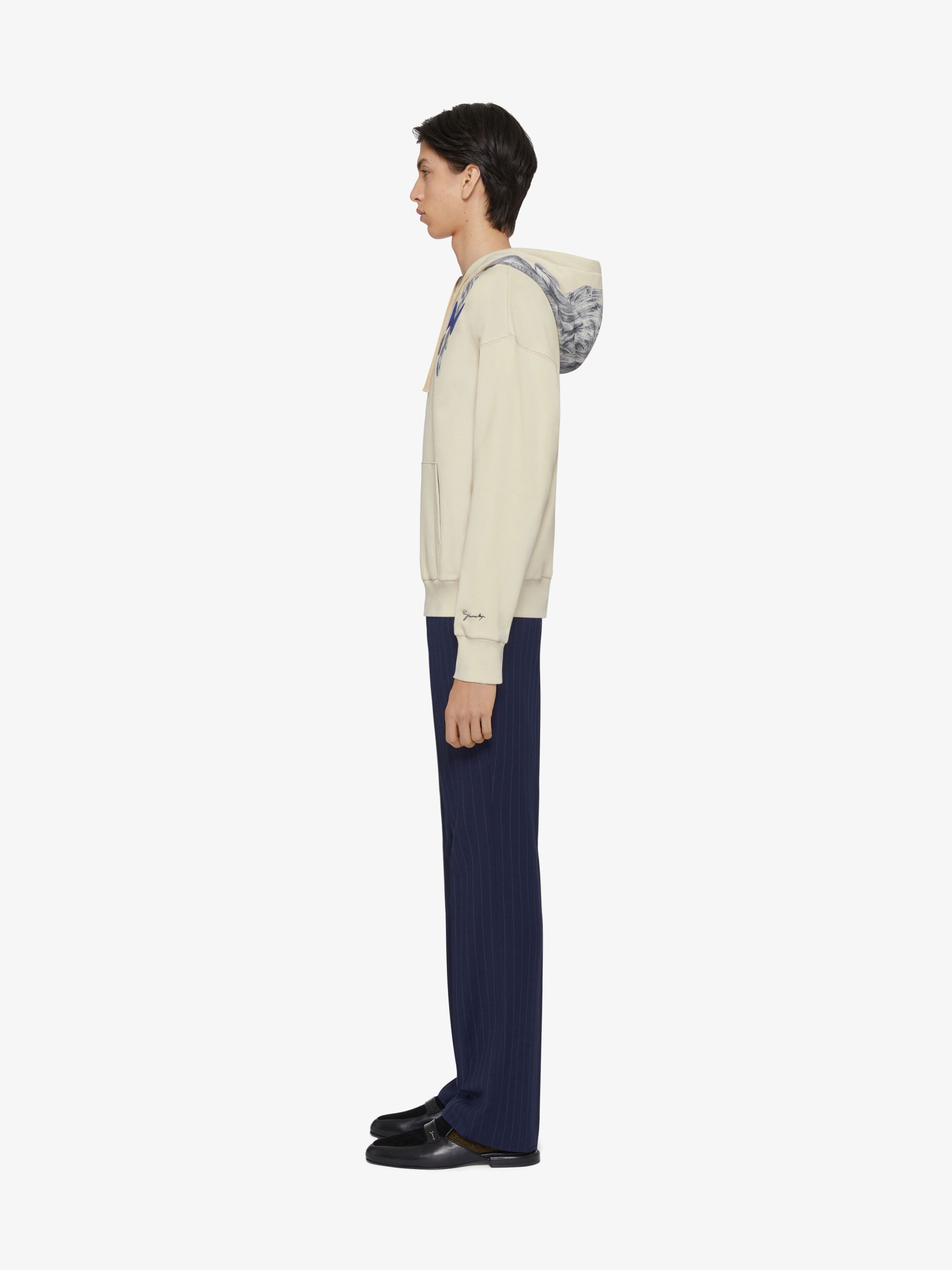 HOODIE IN FLEECE WITH HAIR PRINT - 3