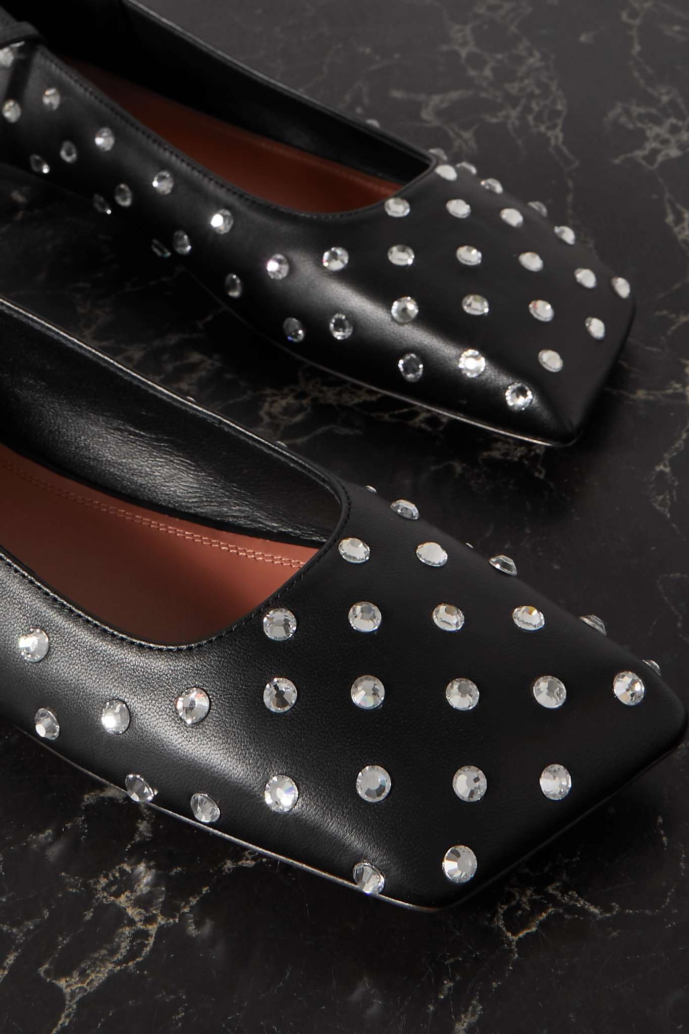 Ane crystal-embellished leather ballet flats - 4