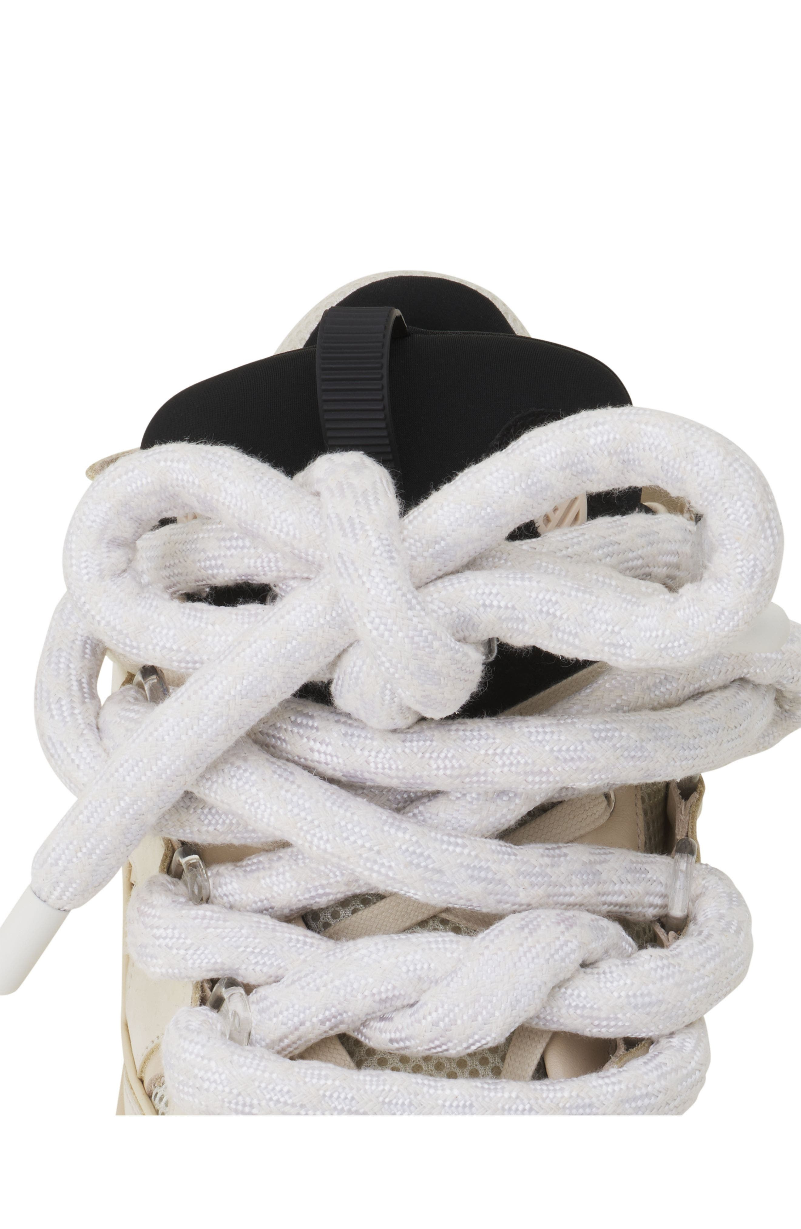 Lanvin Curb Sneakers In Leather With Snake Laces in Beige/black at Nordstrom - 5