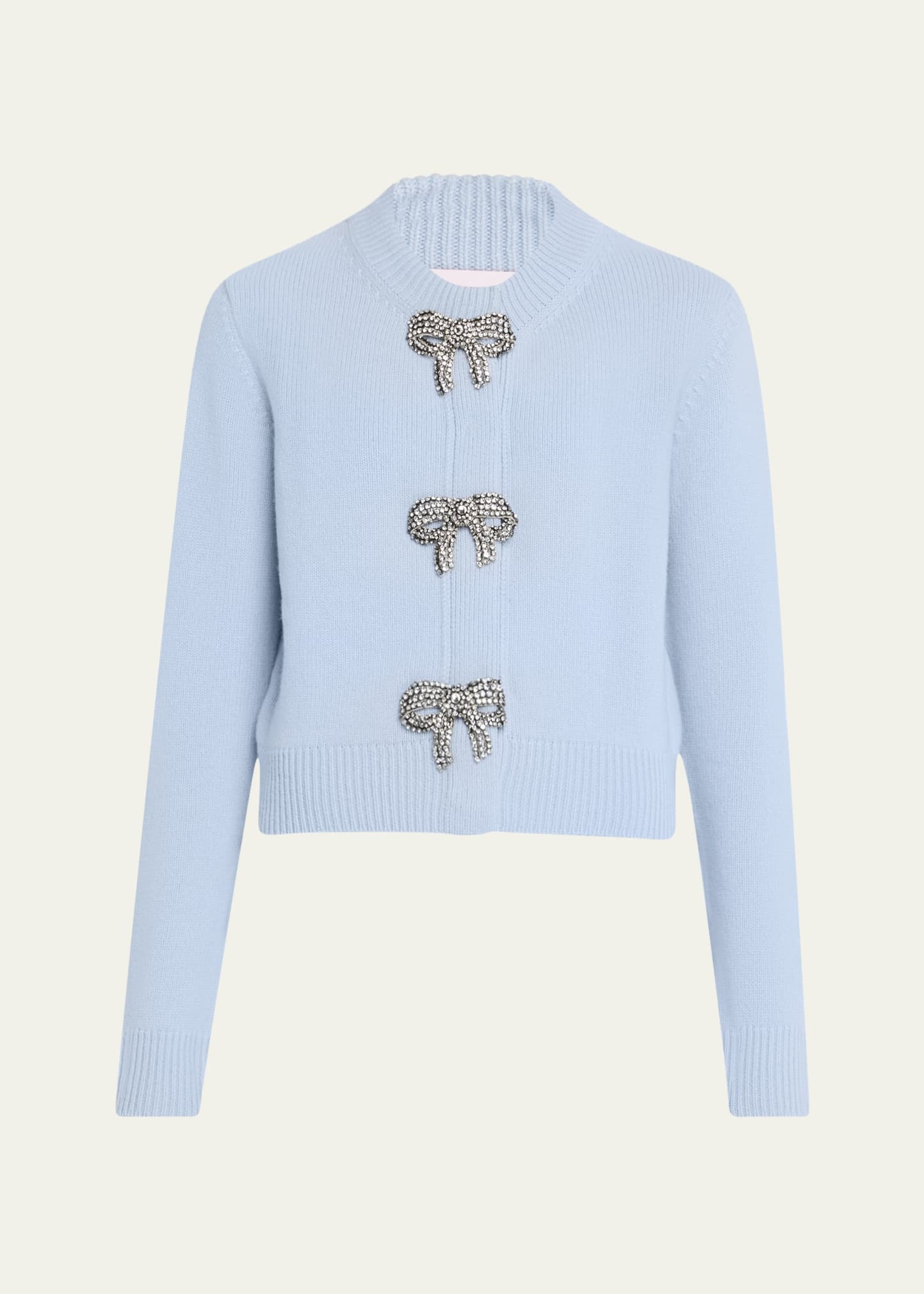 Crystal Bow Wool-Cashmere Cardigan - 1