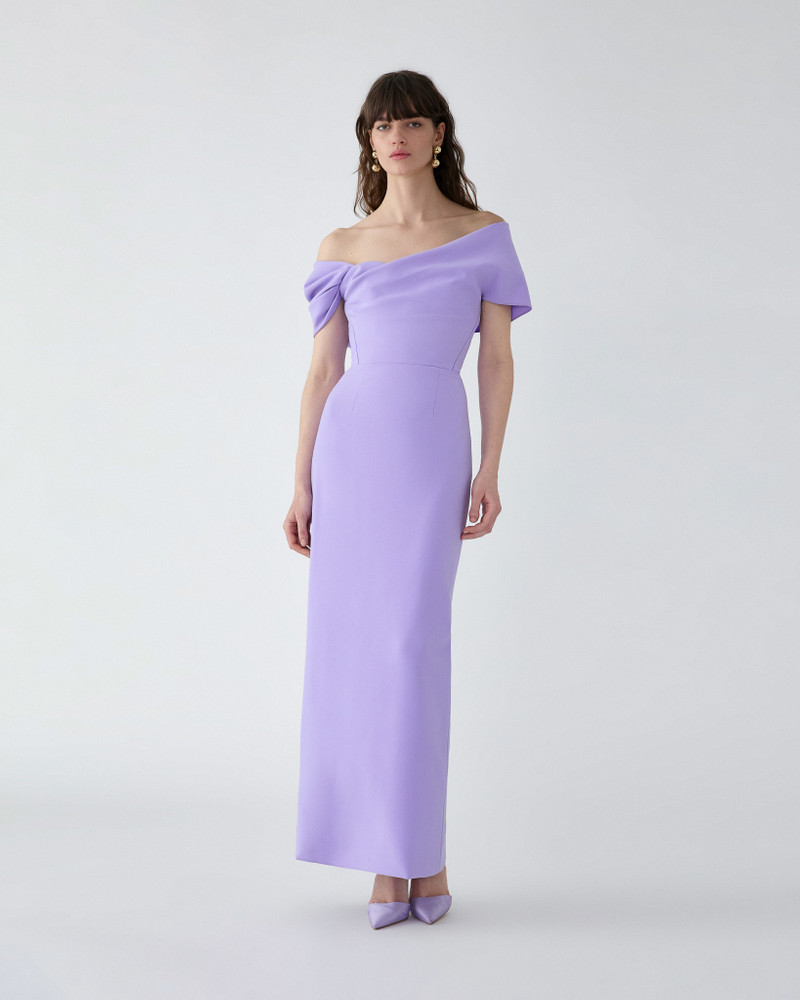 CAROLINA HERRERA Draped Off-Shoulder Column Gown outlook