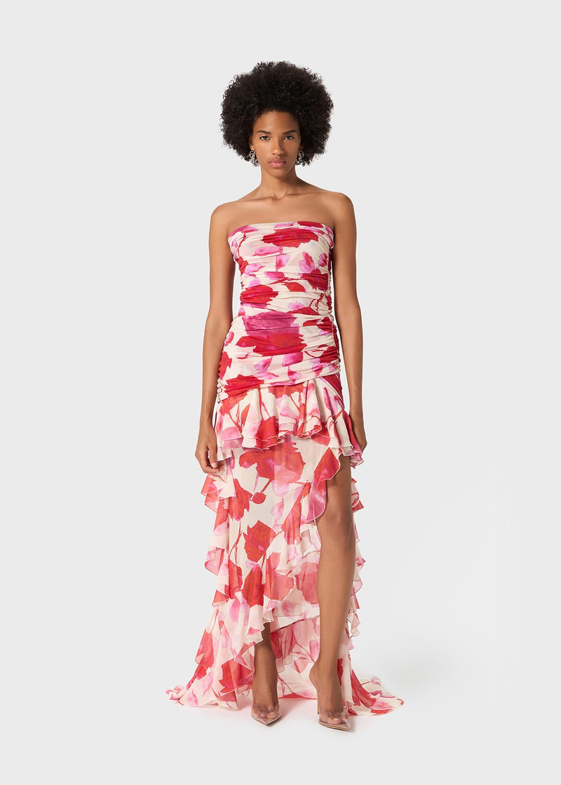 Blumarine PRINTED JERSEY BUSTIER DRESS WITH CHIFFON FLOUNCES outlook