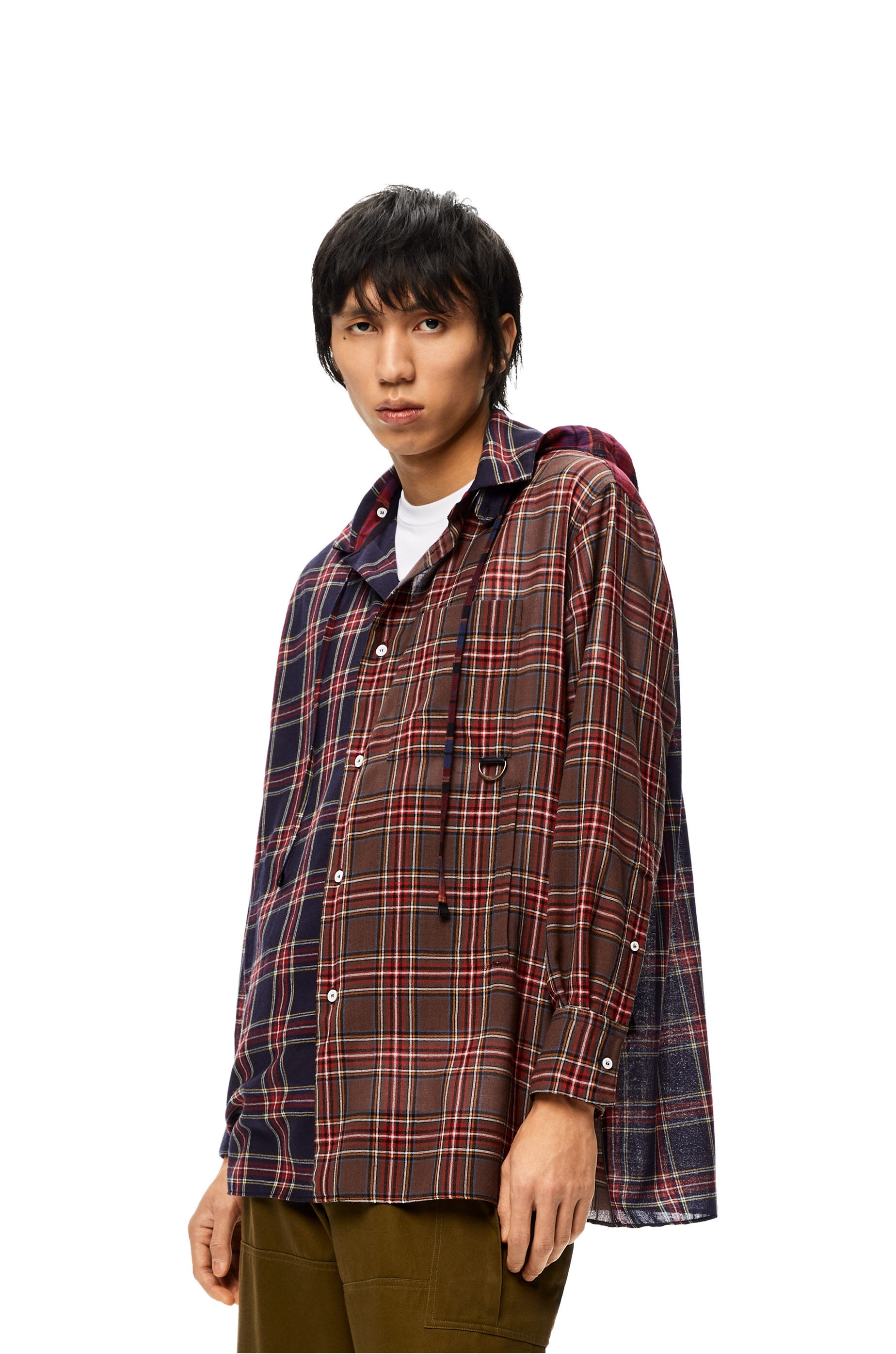 Hooded check overshirt in wool - 3