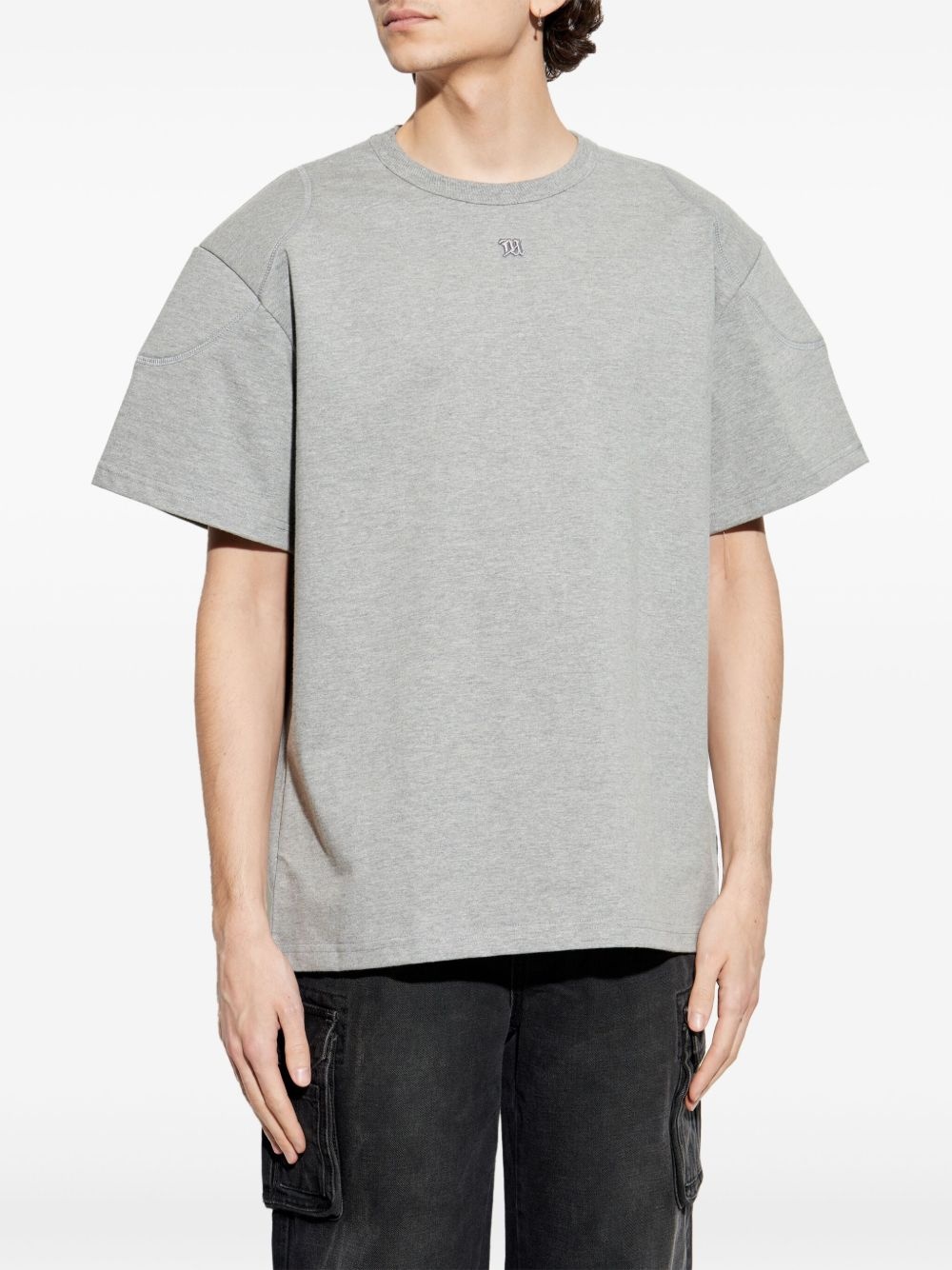 logo-embroidered cotton T-shirt - 3