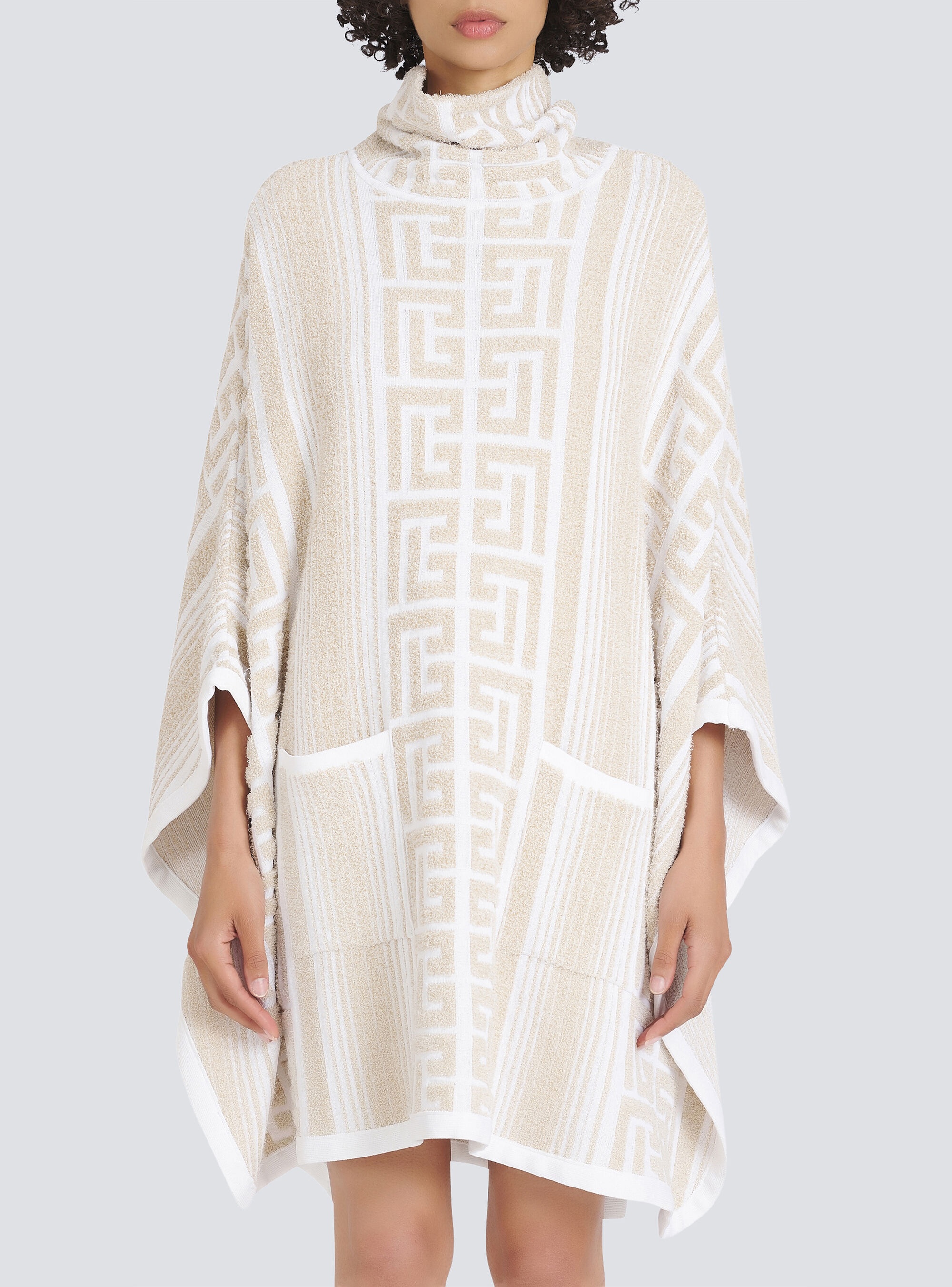 Knit poncho with Balmain monogram - 6