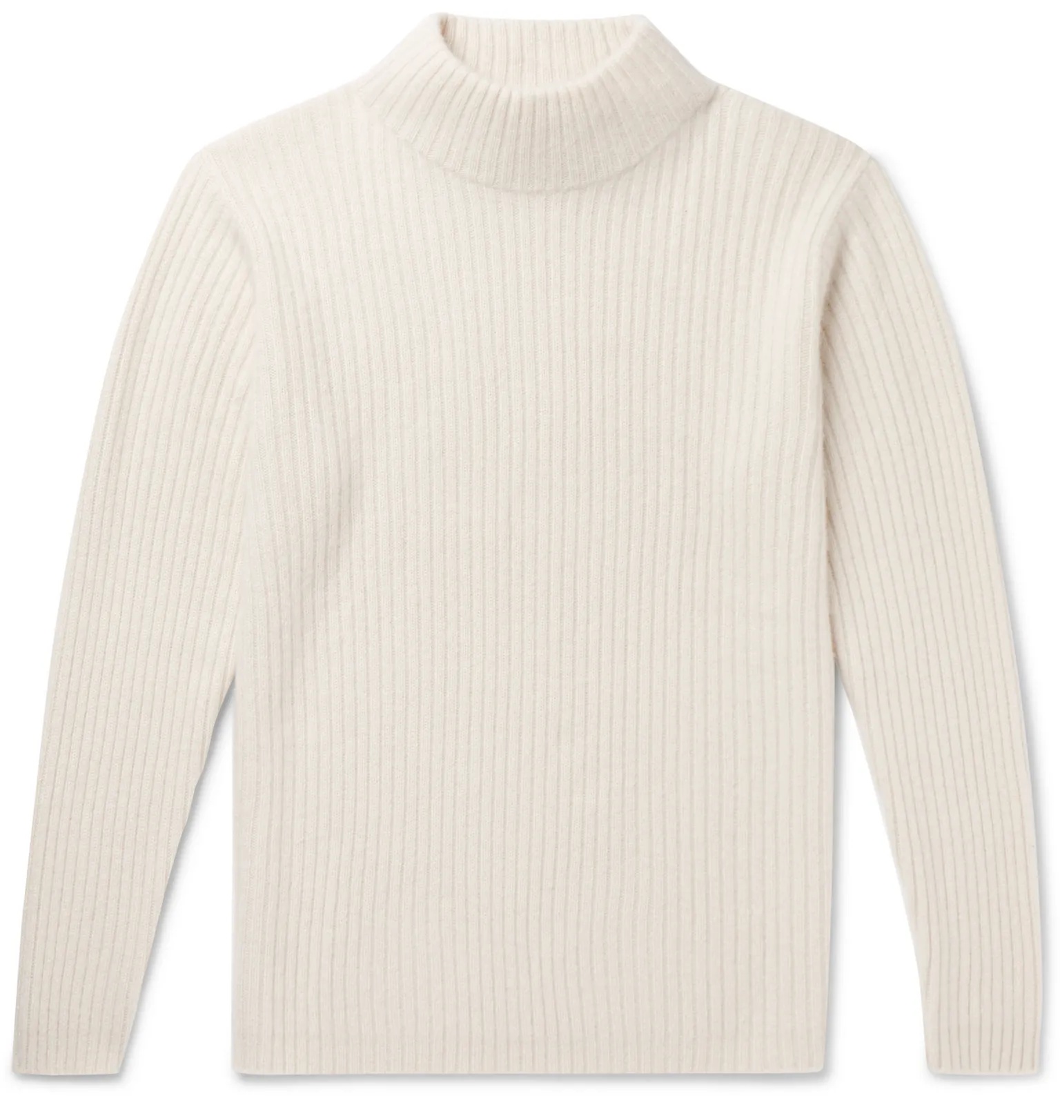 Ribbed Cashmere Mock-Neck Sweater - 1