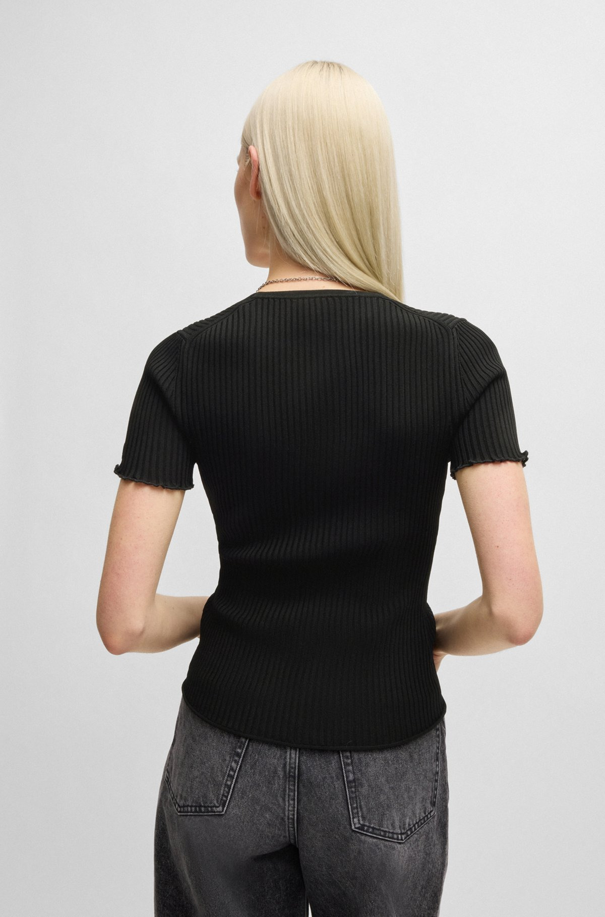 V-NECK TOP WITH GATHERED FRONT - 4