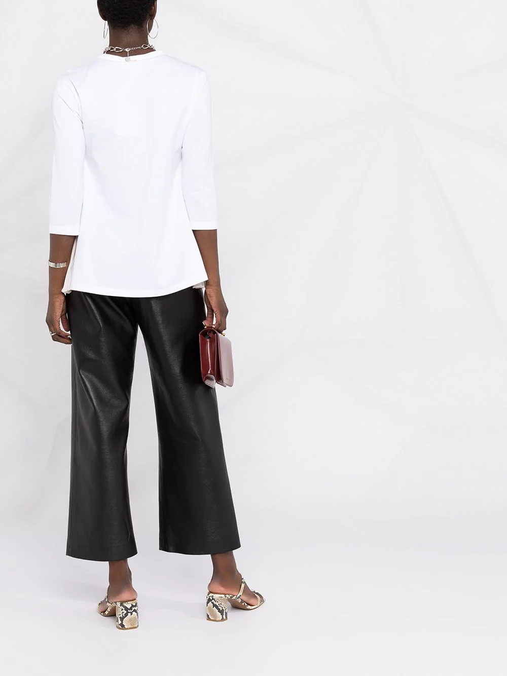 pleat-insert cotton top - 6