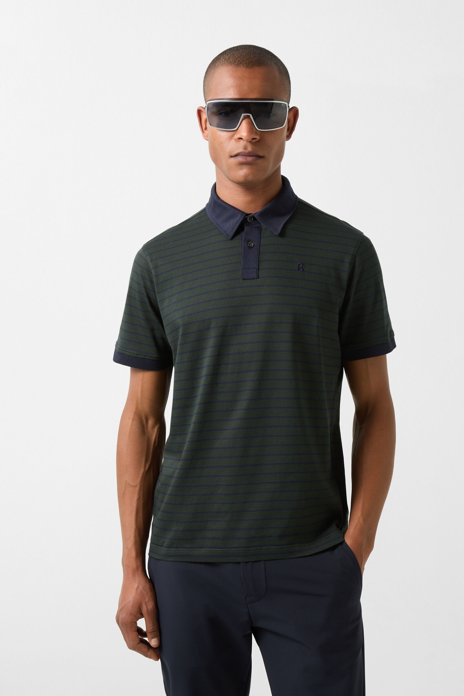 Duncan polo shirt in Dark green/Navy blue - 2