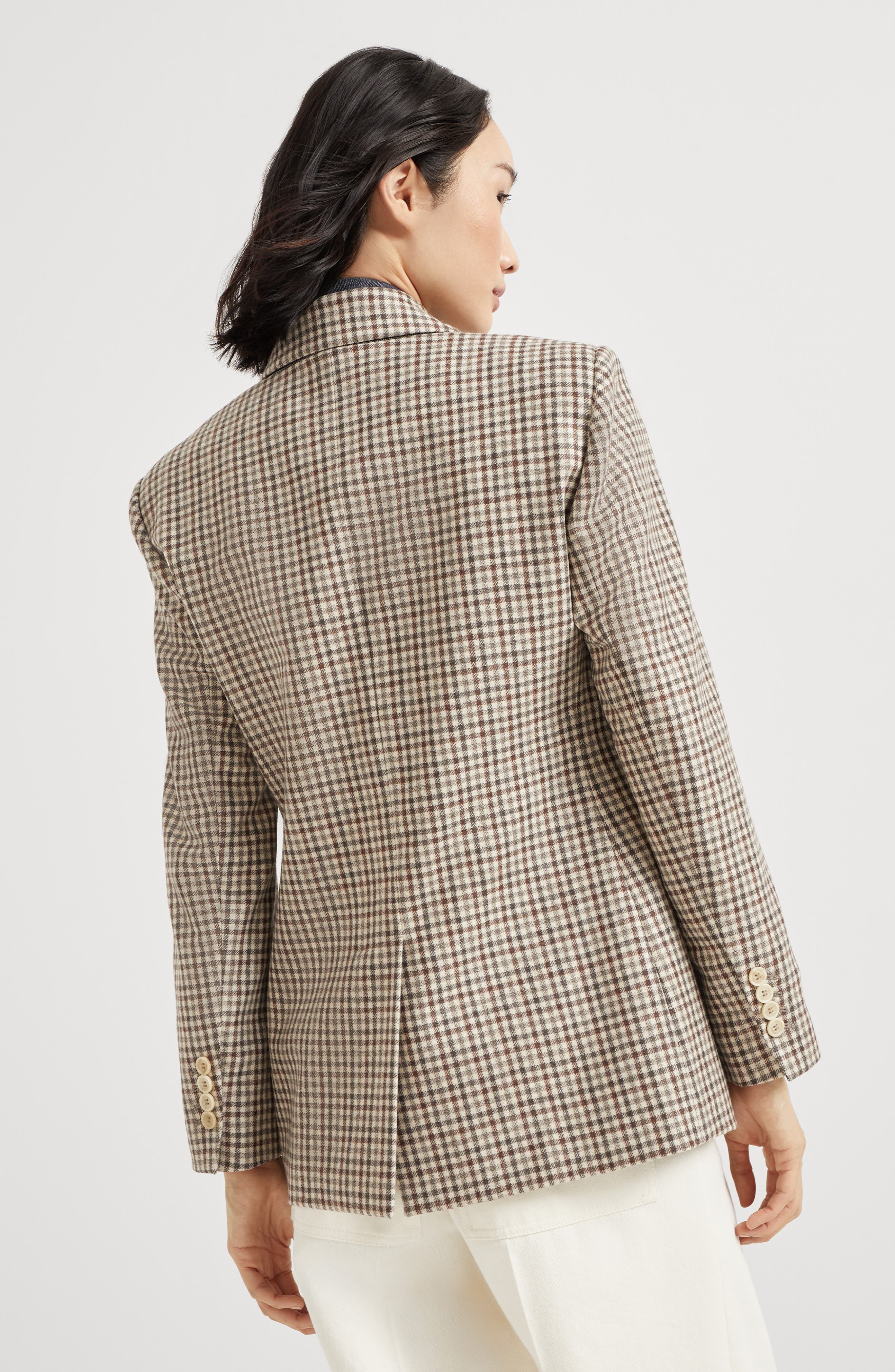 Brunello Cucinelli Flannel blazer with monili in Beige at Nordstrom - 3