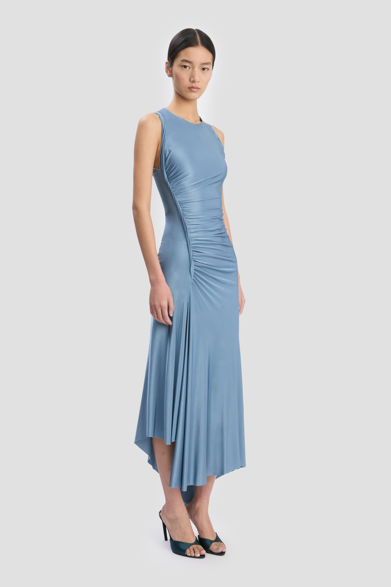 Victoria Beckham Twist Dress In Stone outlook