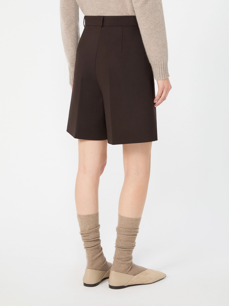 SAUNA Double woollen cloth Bermuda shorts - DARK BROWN 4