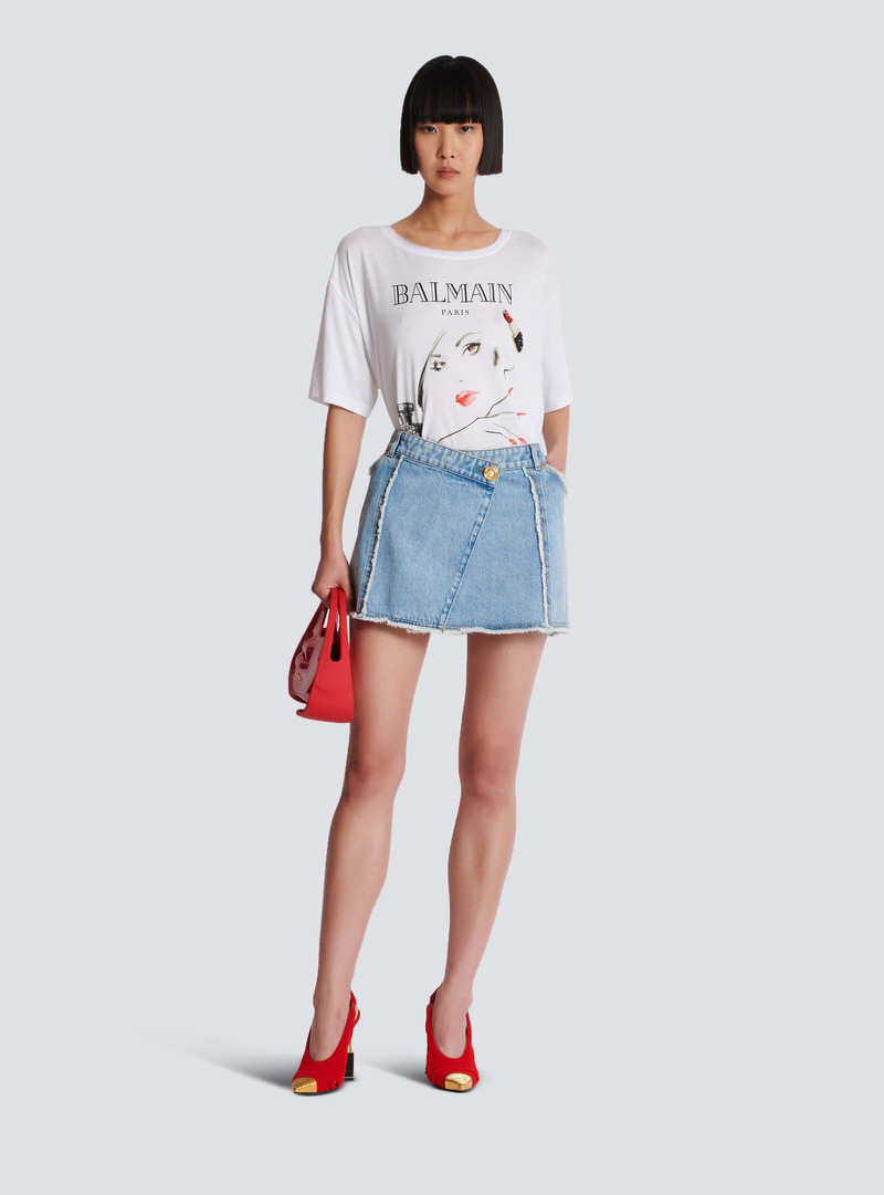Balmain Asymmetric denim skirt outlook