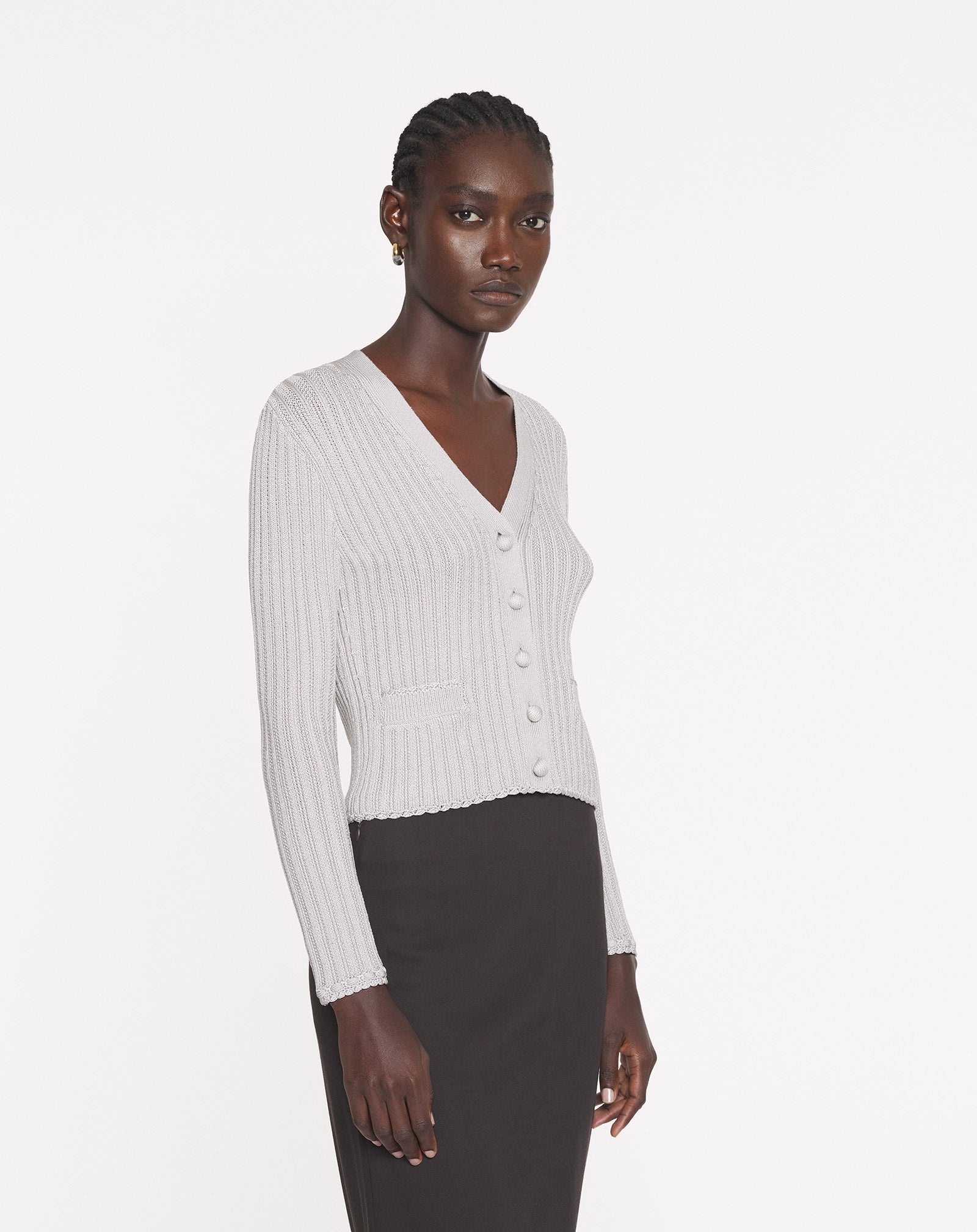 RIBBED CARDIGAN IN VISCOSE - 3
