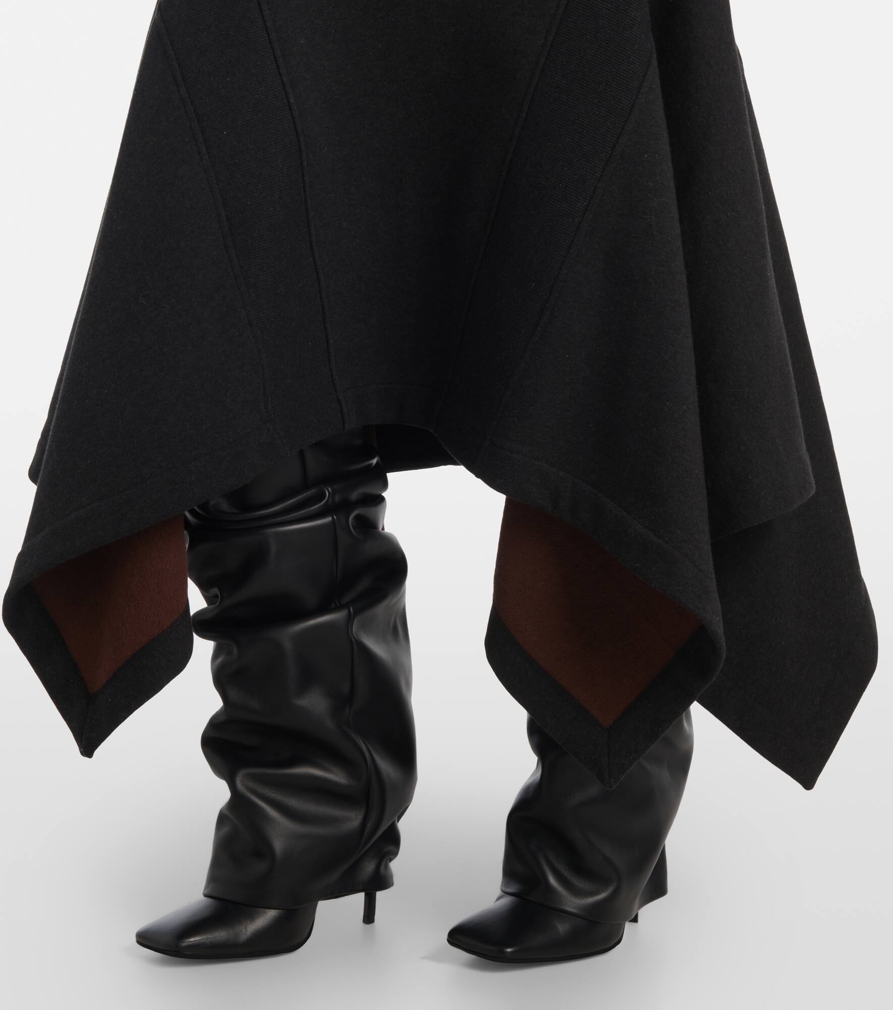 Asymmetric cotton midi skirt - 5