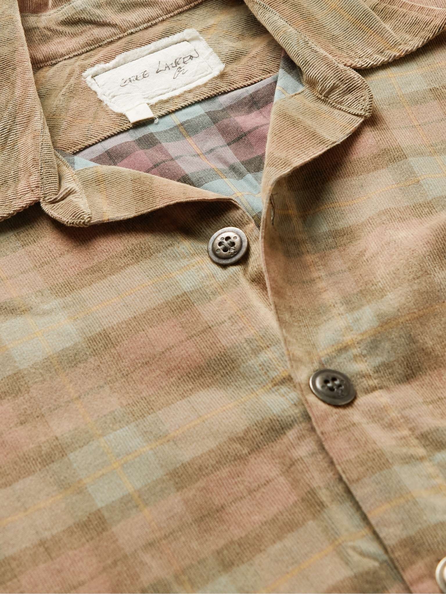 Haze Camp-Collar Distressed Checked Cotton-Flannel Shirt - 5