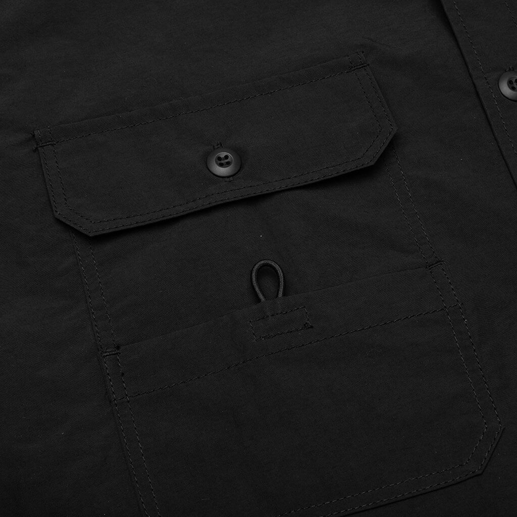CURVED HEM NYLON SHORT SLEEVE SHIRT - BLACK - 3