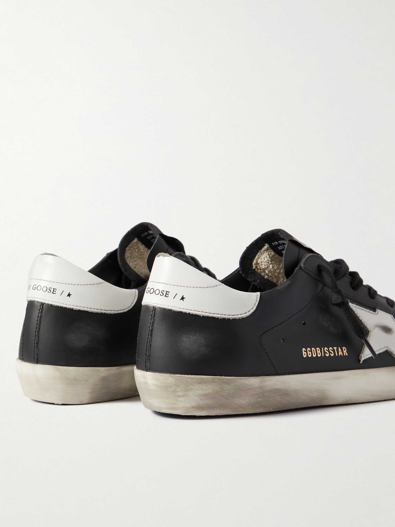 Super-Star Distressed Leather Sneakers Black - 5