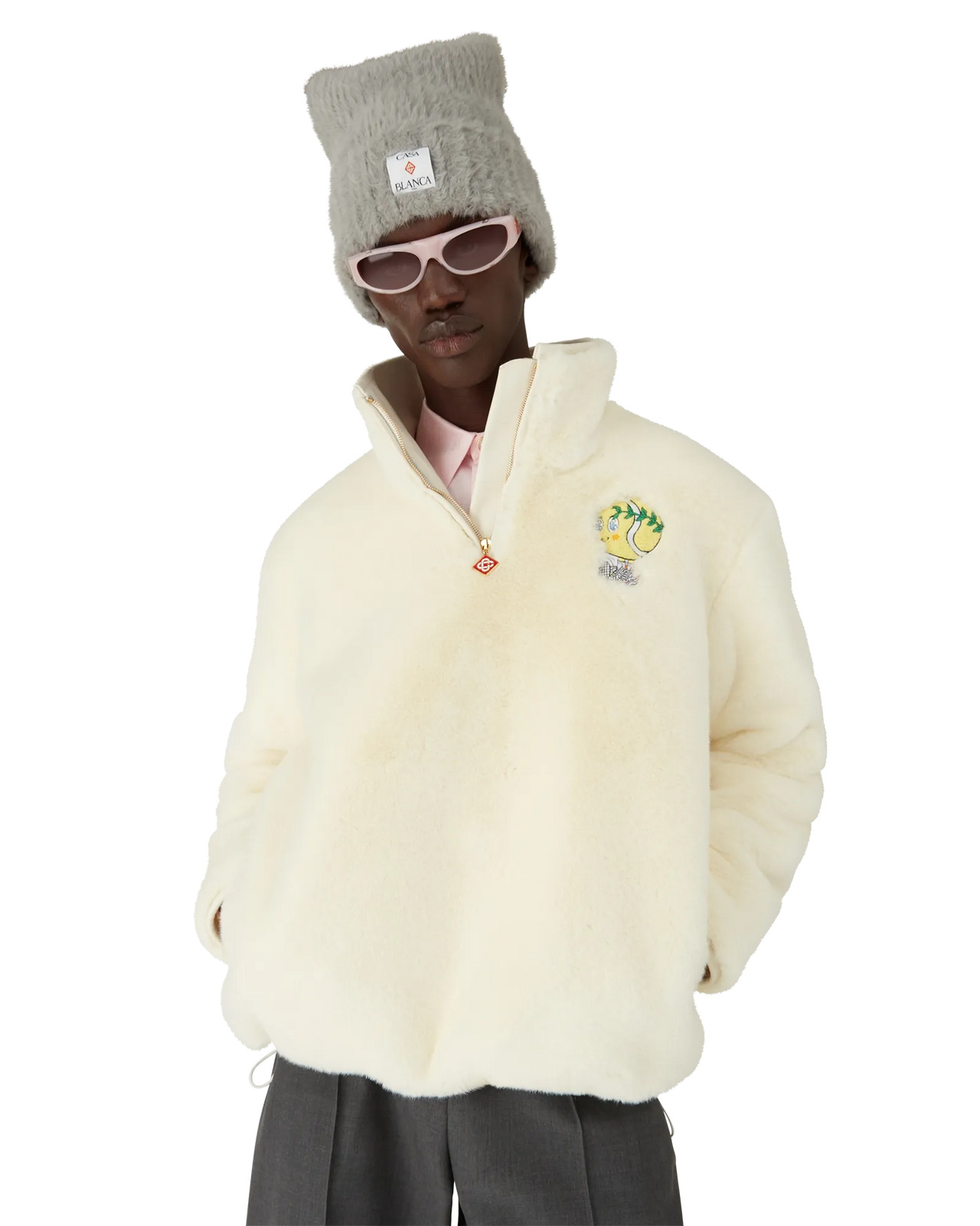 Tennis Mascot Quarter Zip Fake Fur Jacket | Casablanca Paris - 5