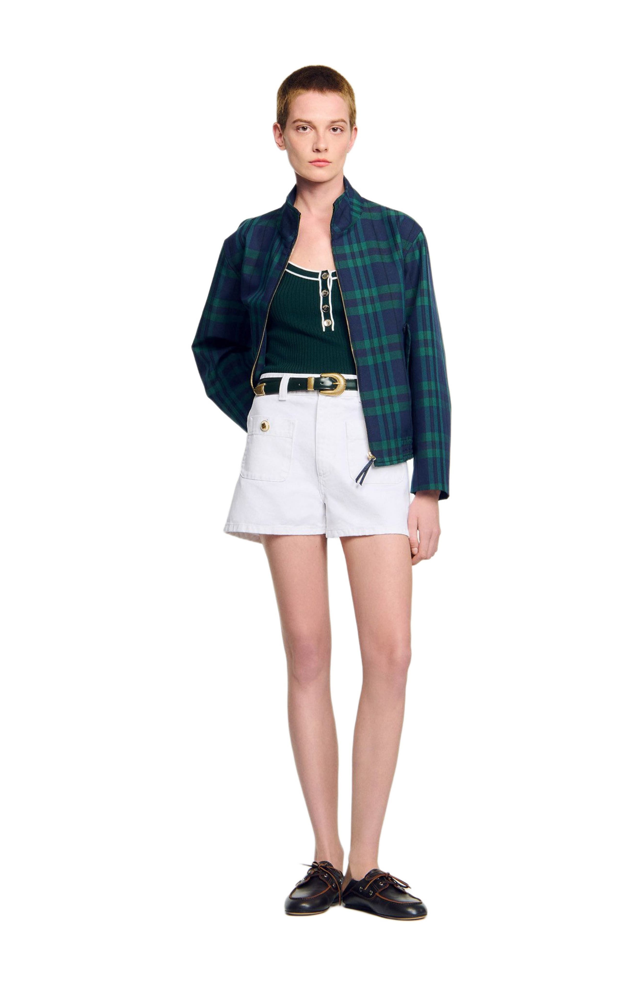 SANDRO Two-tone knit vest top in Bottle Green at Nordstrom - 6