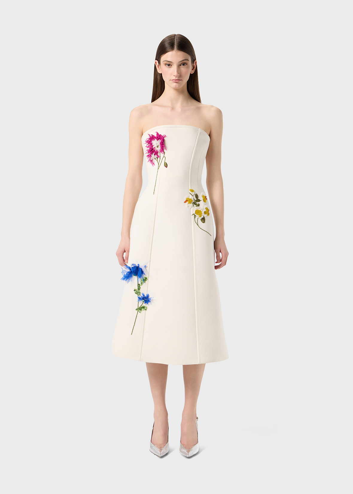 MIDI DRESS IN NEOPRENE WITH 3D EMBROIDERY - 3