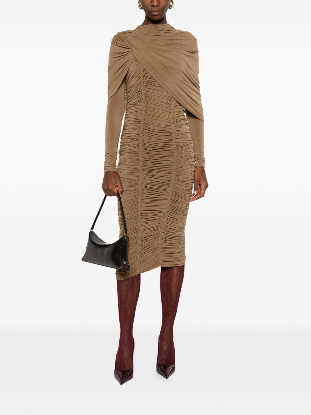 draped midi dress - 2