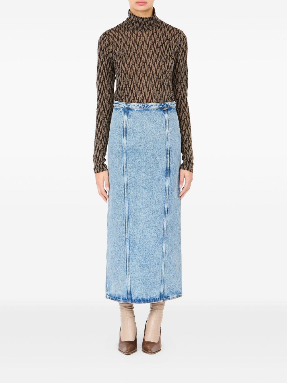 denim panelled skirt - 2