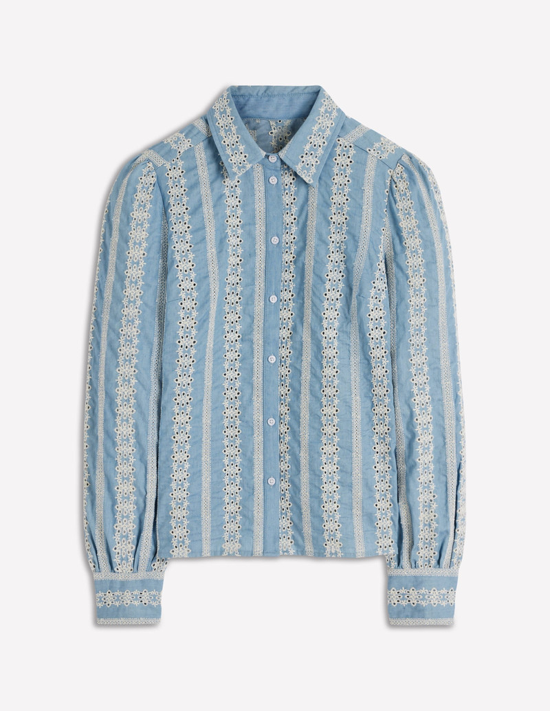 Cara Denim Shirt-Blue Broderie 1