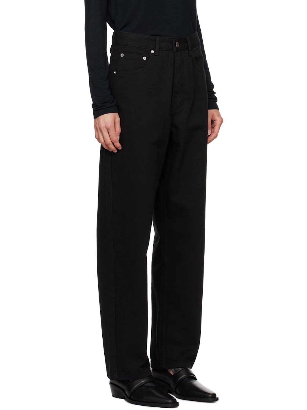 Black Cinch Strap Jeans - 2
