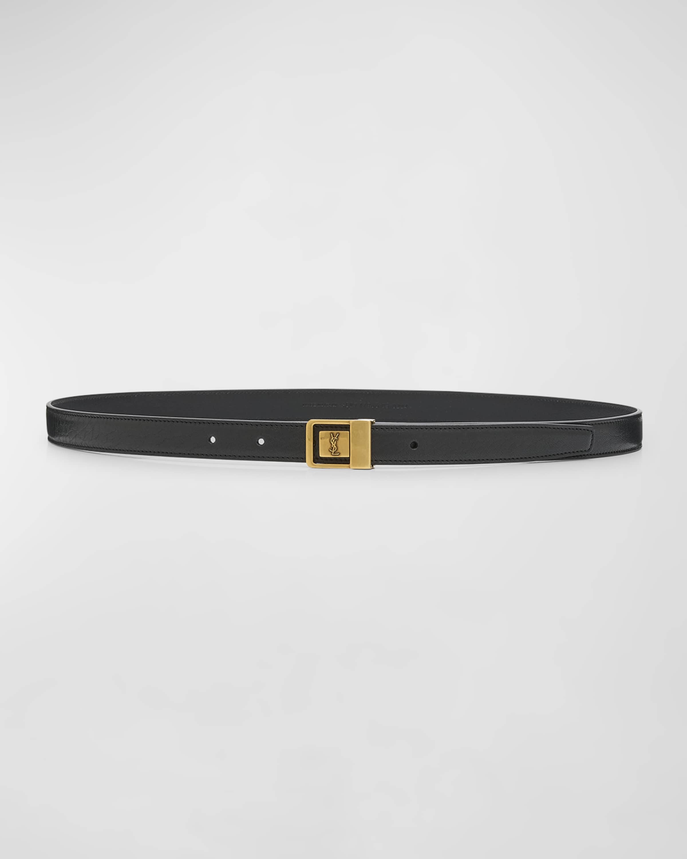 YSL Buckled Grainy Leather Belt - 1
