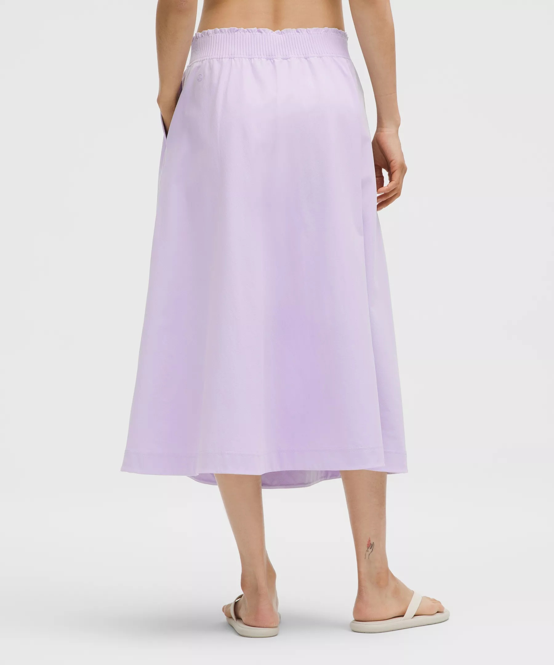 Stretch Woven Ruffle-Waist Midi Skirt - 3