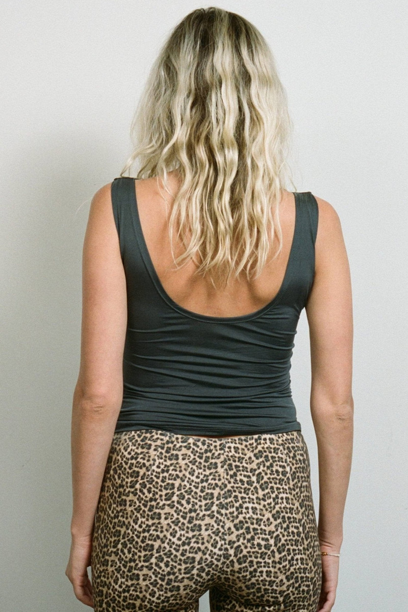 LANI TOP - SLATE VEGAN SILK 3