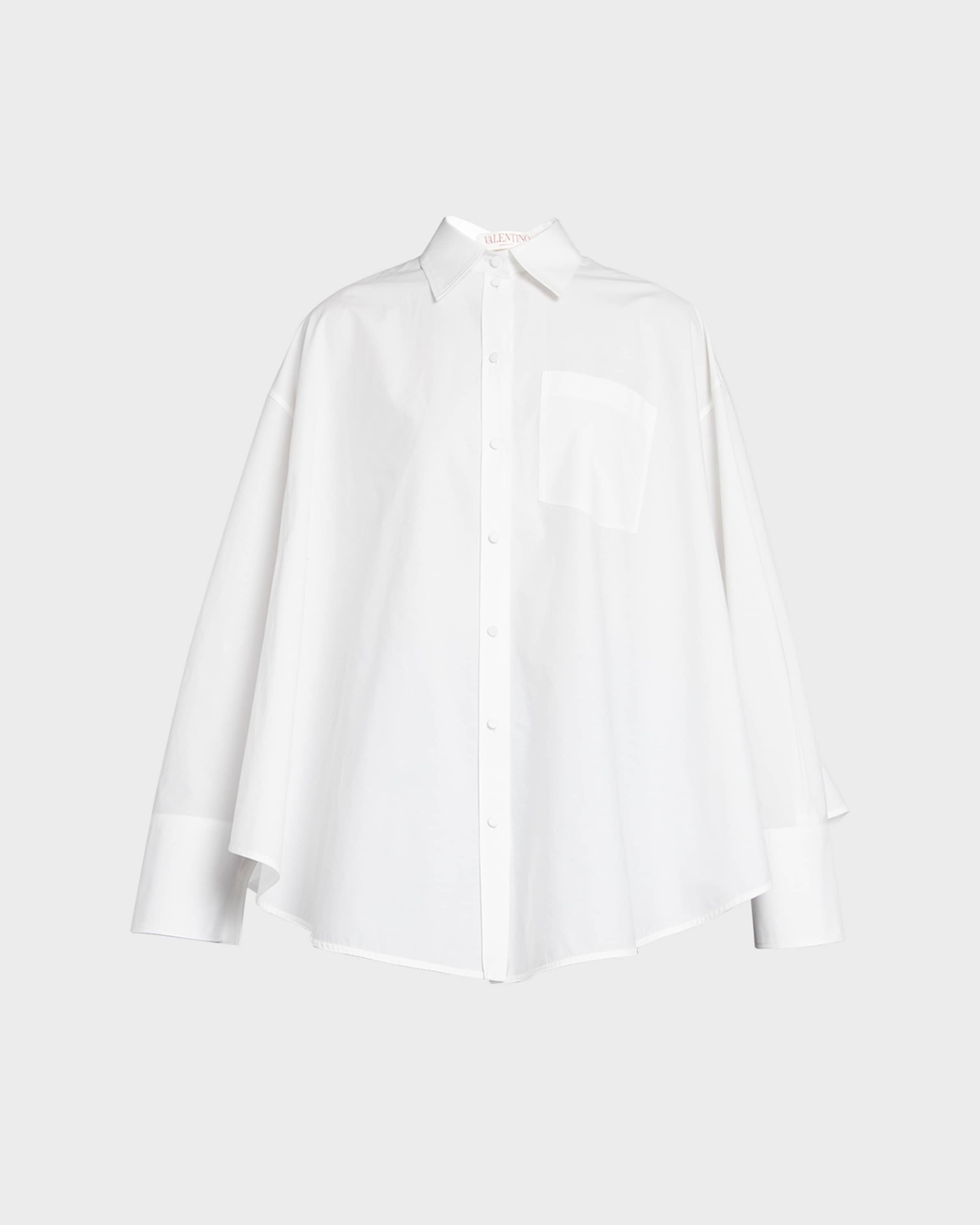 Oversized Cotton Poplin Collared Shirt - 1