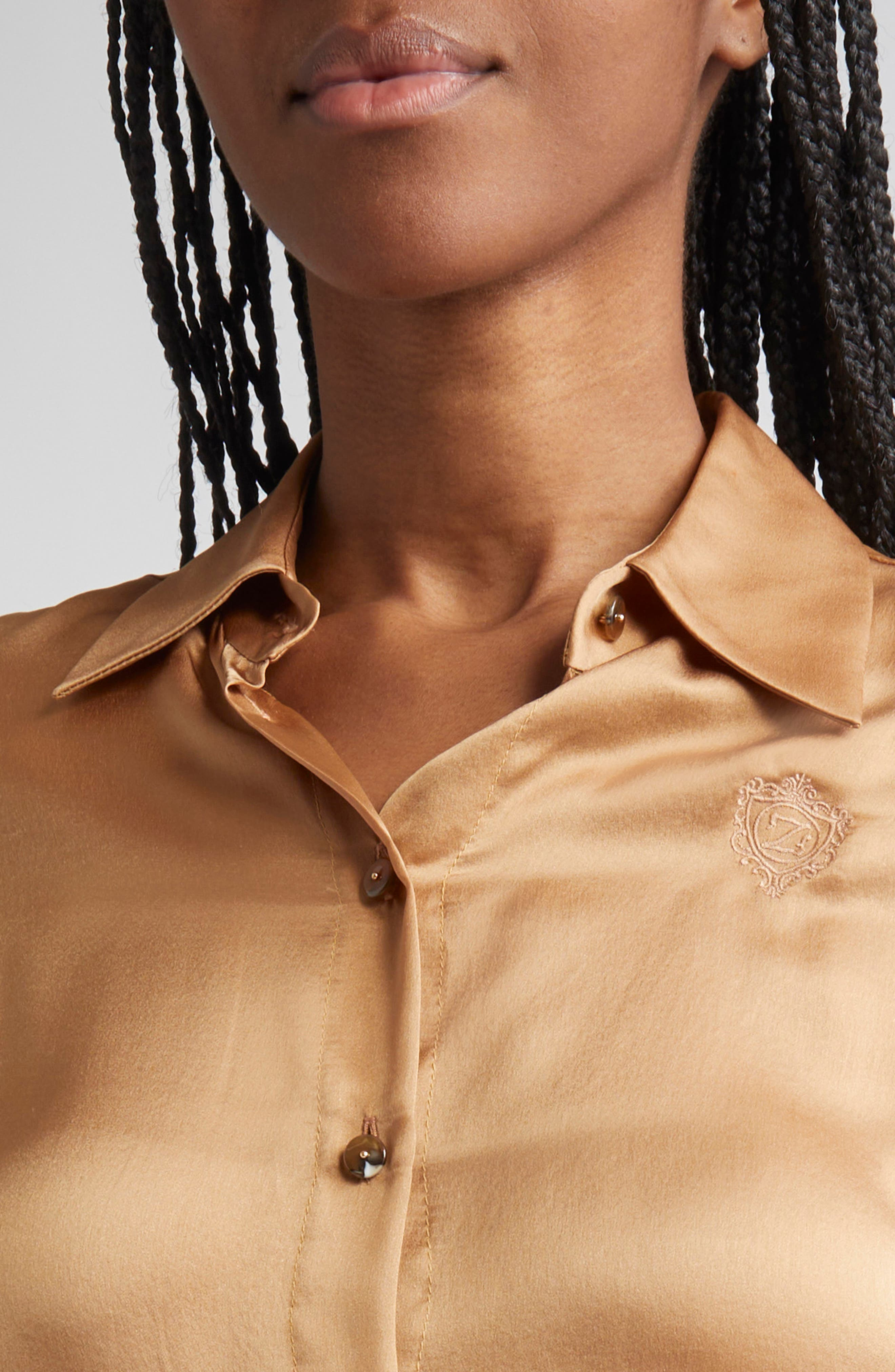 Zimmermann Hypnotic Silk Button-Up Shirt in Biscuit at Nordstrom - 5