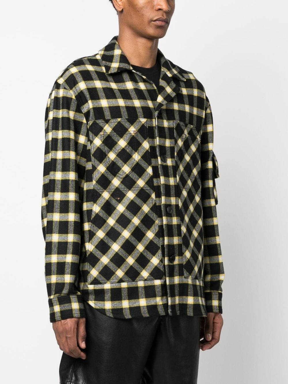 button-down checked shirt jacket - 3