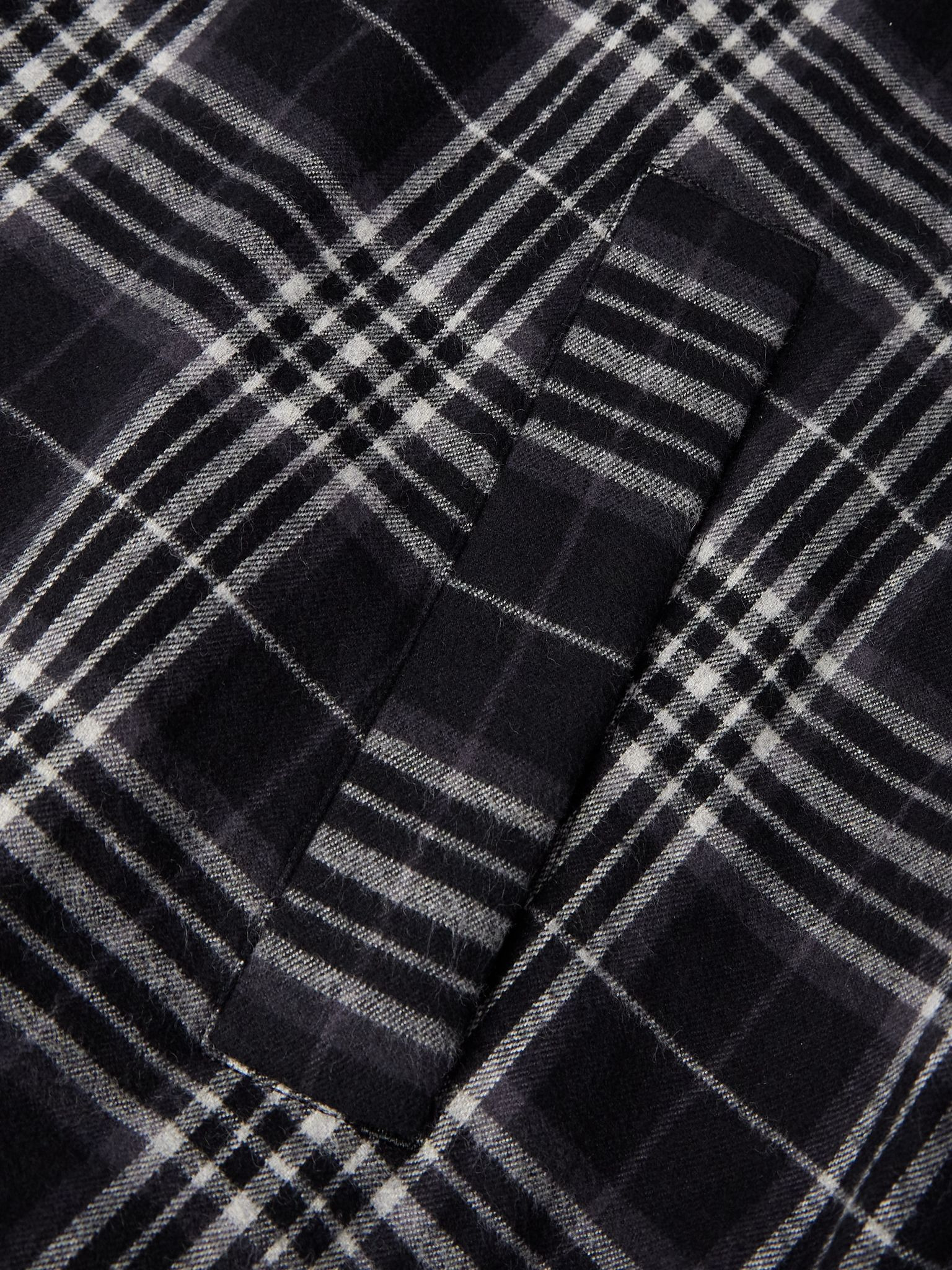 Nylon-Trimmed Padded Checked Cotton-Flannel Blouson Jacket Black - 5