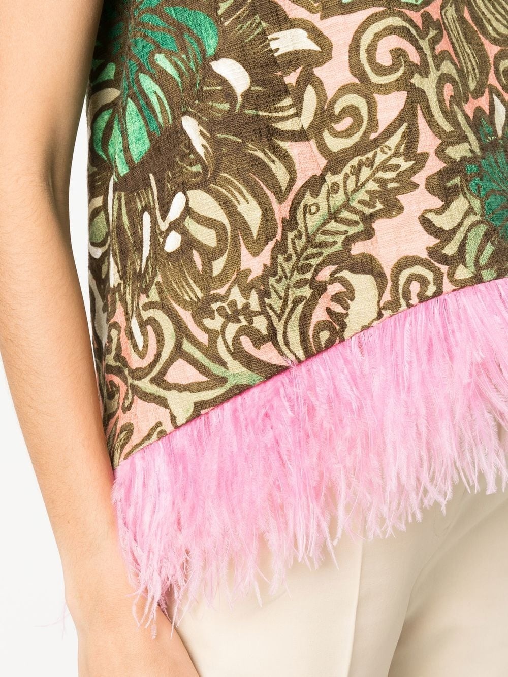 painterly-print feather-detail top - 5