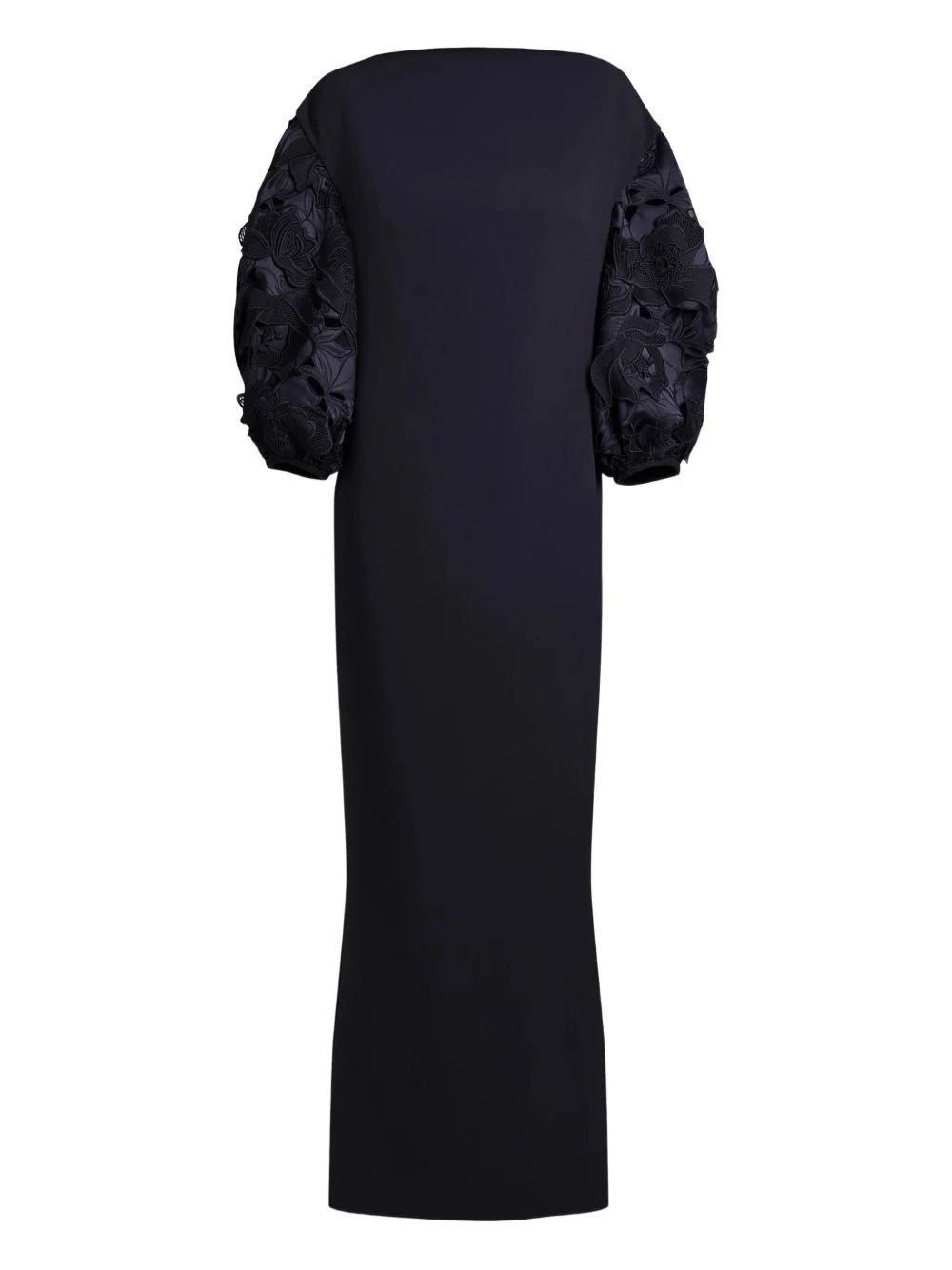 floral-embellished balloon-sleeve gown - 1