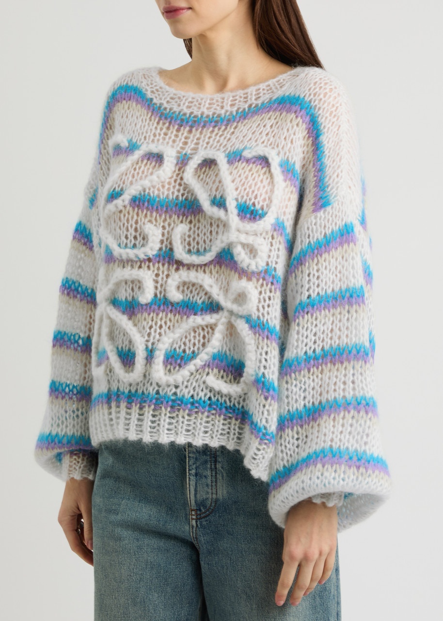 Loewe Anagram Striped Mohair-blend Jumper - 2