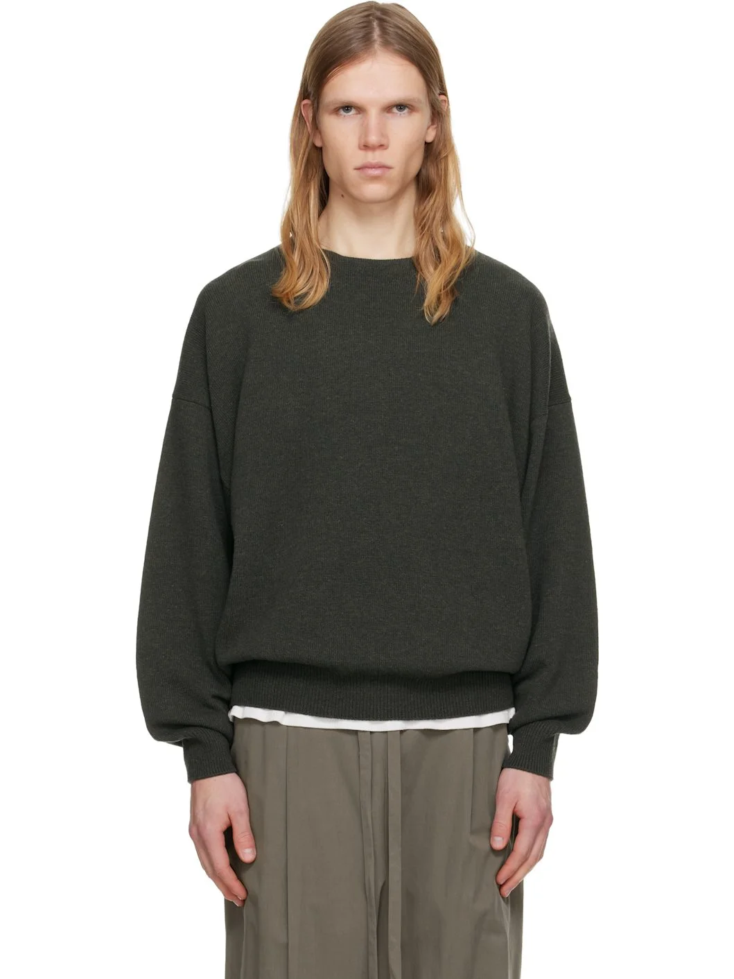 Green Edge Knit Crewneck Sweater - 1
