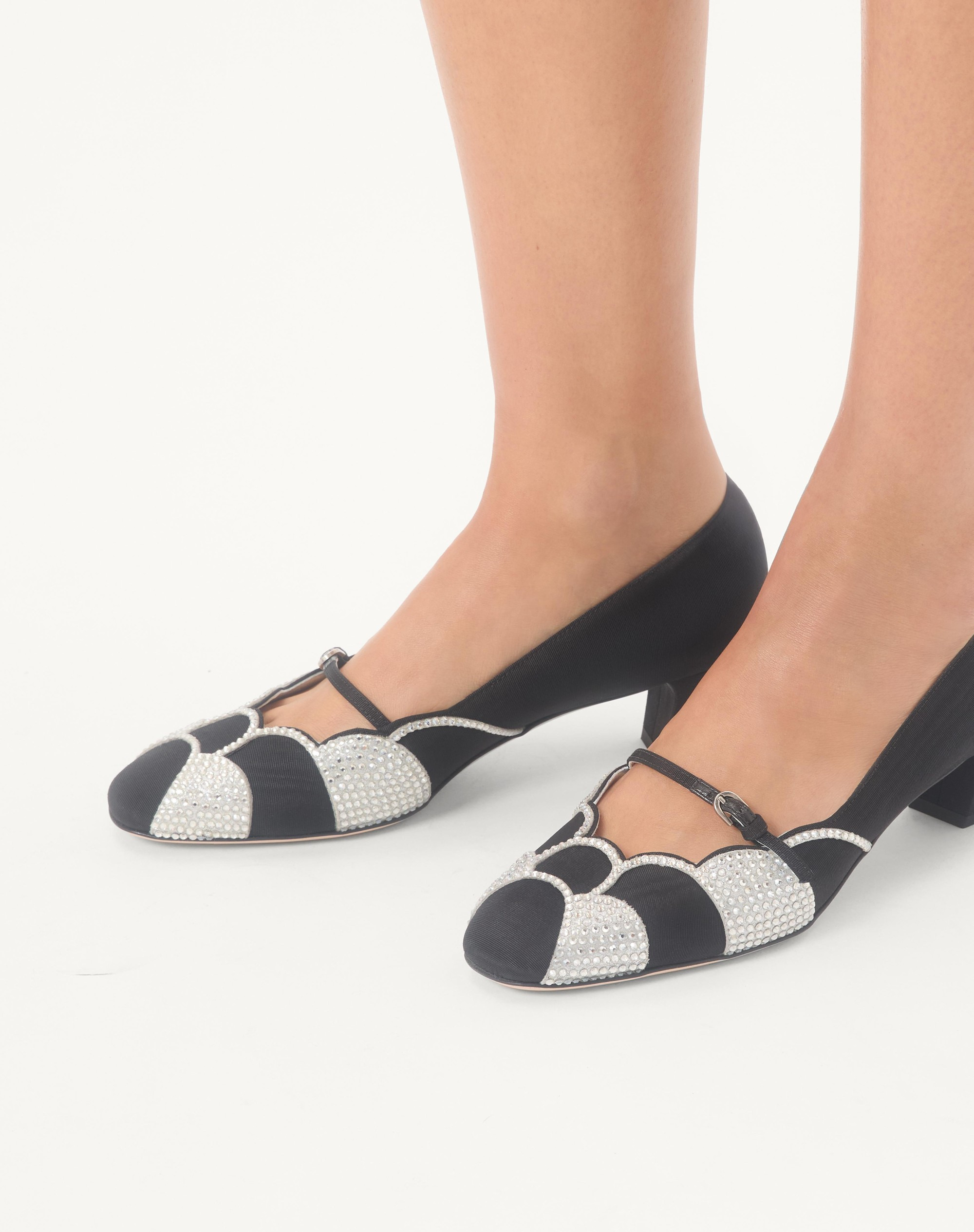 BOWOW PUMPS IN MOIRÈ FABRIC WITH CRYSTALS 45MM - 2