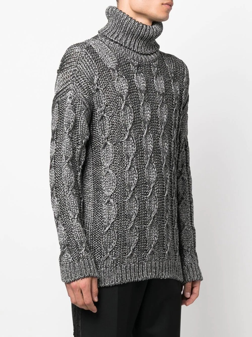 cable-knit roll-neck jumper - 3