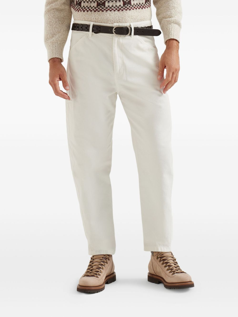 utility-pocket gabardine trousers - 3