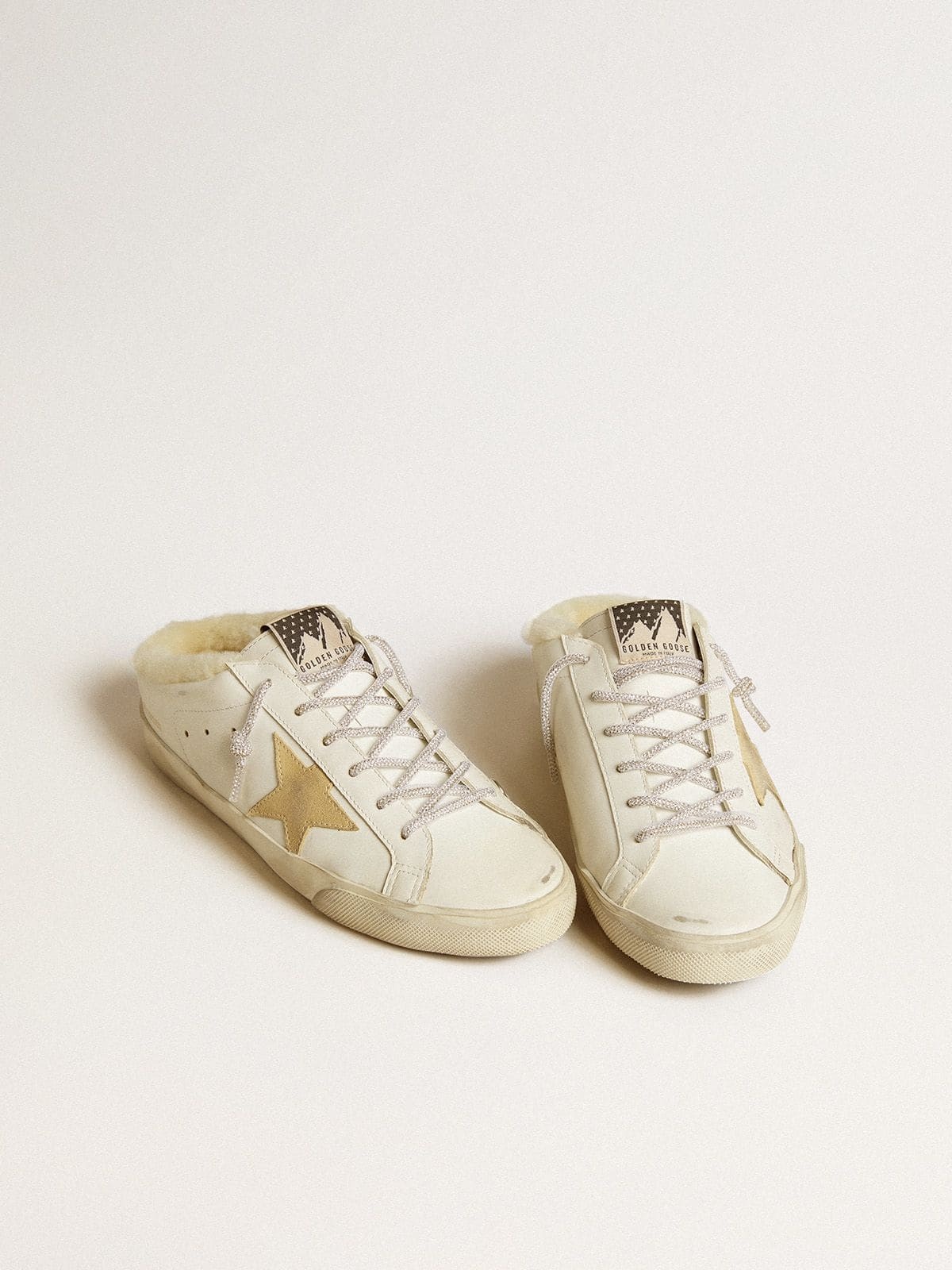 Women’s Super-Star Sabots with gold suede star and shearling lining - 2